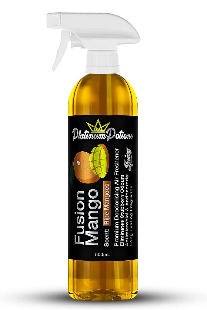 Premium Car Air Freshener Spray - 17 fl oz Mango Scent | Long-Lasting Automotive Deodorizer & Car Accessories | Ideal for Cars, Trucks & SUVs | Eliminates Odors & Freshens Air Instantly