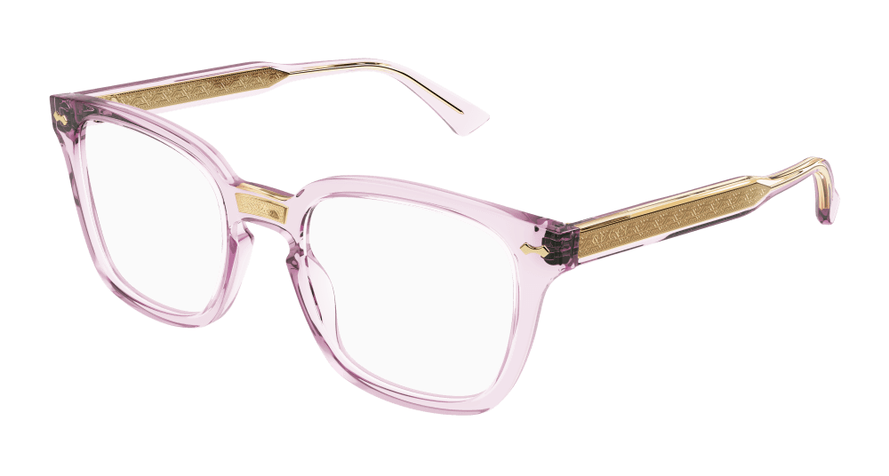 Gucci GG0184O Clear Pink Square Sunglasses for Women - UV Protection Fashion Eyewear - Perfect for Summer, Beach, and Outdoor Activities