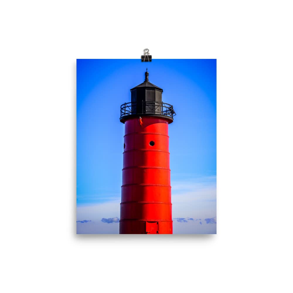 8x10 Inch Milwaukee Pierhead Lighthouse Print - Unframed Nautical Wall Art, Wisconsin Home Decor, Vertical Portrait Picture for Living Room & Bedroom | Coastal Lighthouse Photography, Great Lakes Maritime Decor, Perfect for Beach House or Office Wall