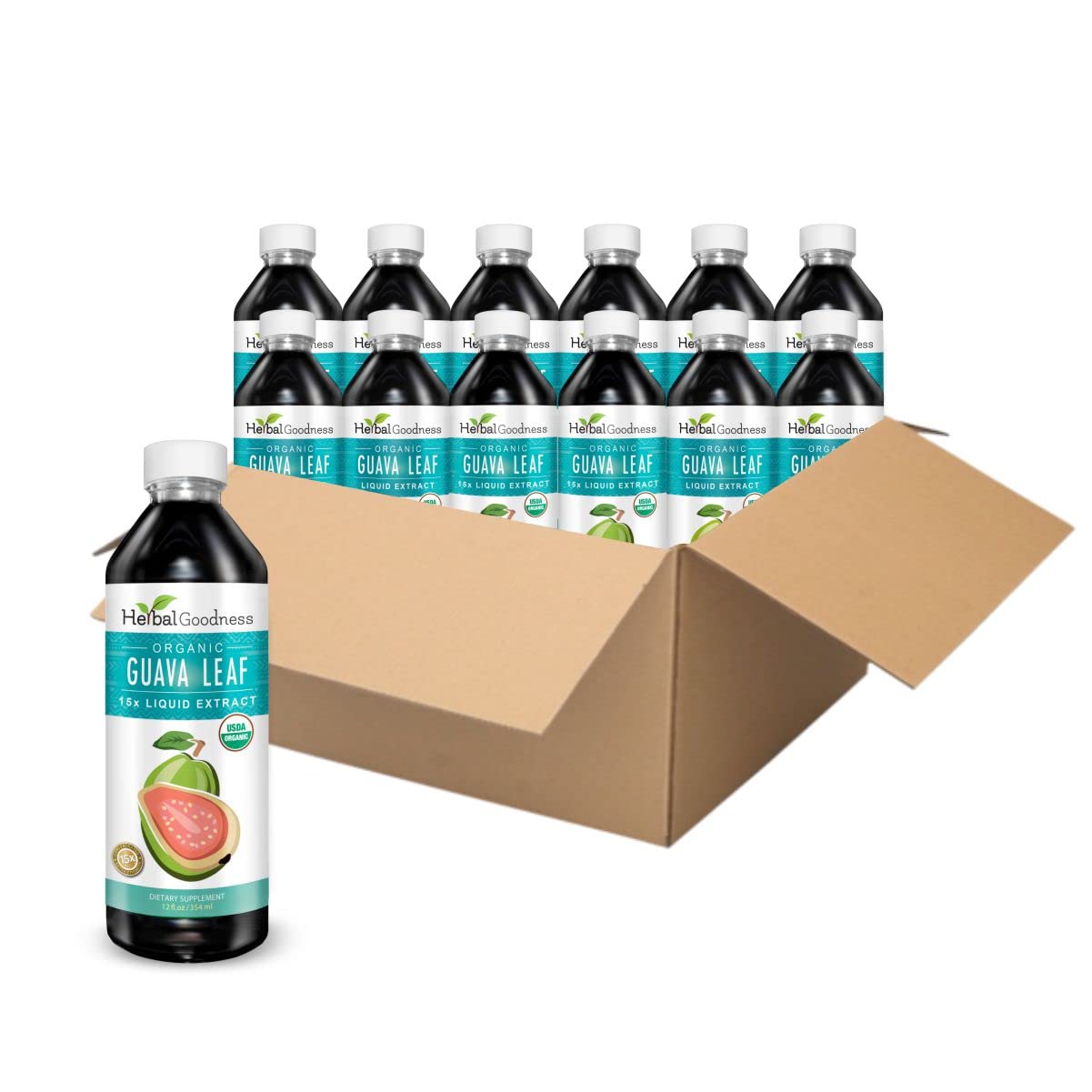 Organic Guava Leaf Extract Juice - 100% Pure for Sleep Support, Hair Growth & Skin Health | Kosher, Made in USA | 12 Pack (12 oz Bottles) - Perfect for Nighttime Relaxation & Natural Beauty Routine