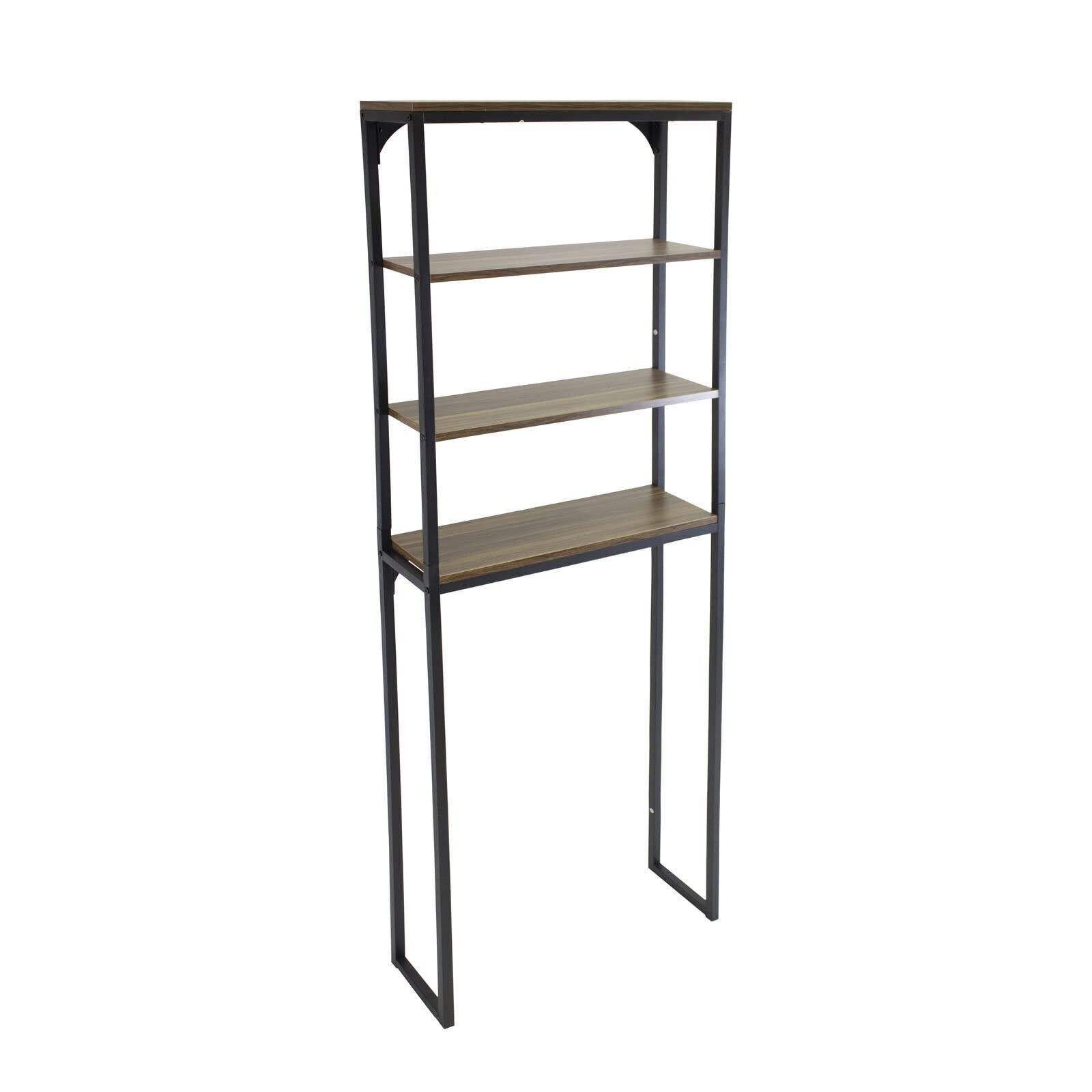 BiYeer 3-Tier Over The Toilet Bathroom Storage Cabinet - Space Saving Wood & Black Steel Organizer Shelf for Bathroom Essentials - Perfect for Small Bathrooms, Apartments, and Powder Rooms