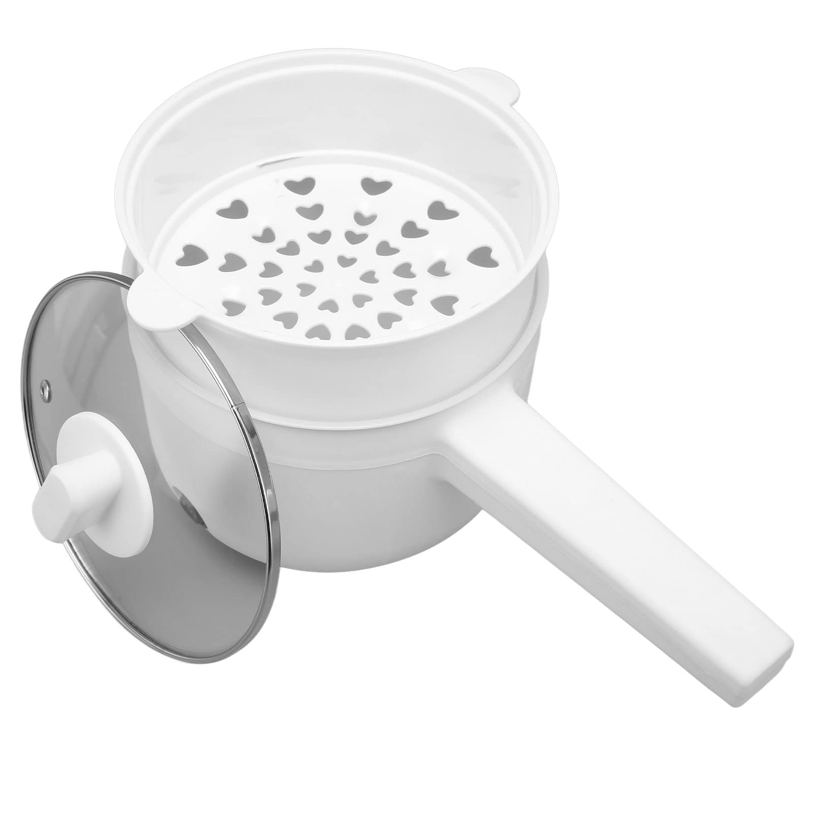 YOUTHINK 1.8L Electric Cooking Pot - 600W Double Layer Multifunctional Cooker with Long Handle & Power Adapter - Perfect for Noodles, Eggs, Steak & Meal Prep - Ideal for Dorm, Office & Small Kitchen Cooking