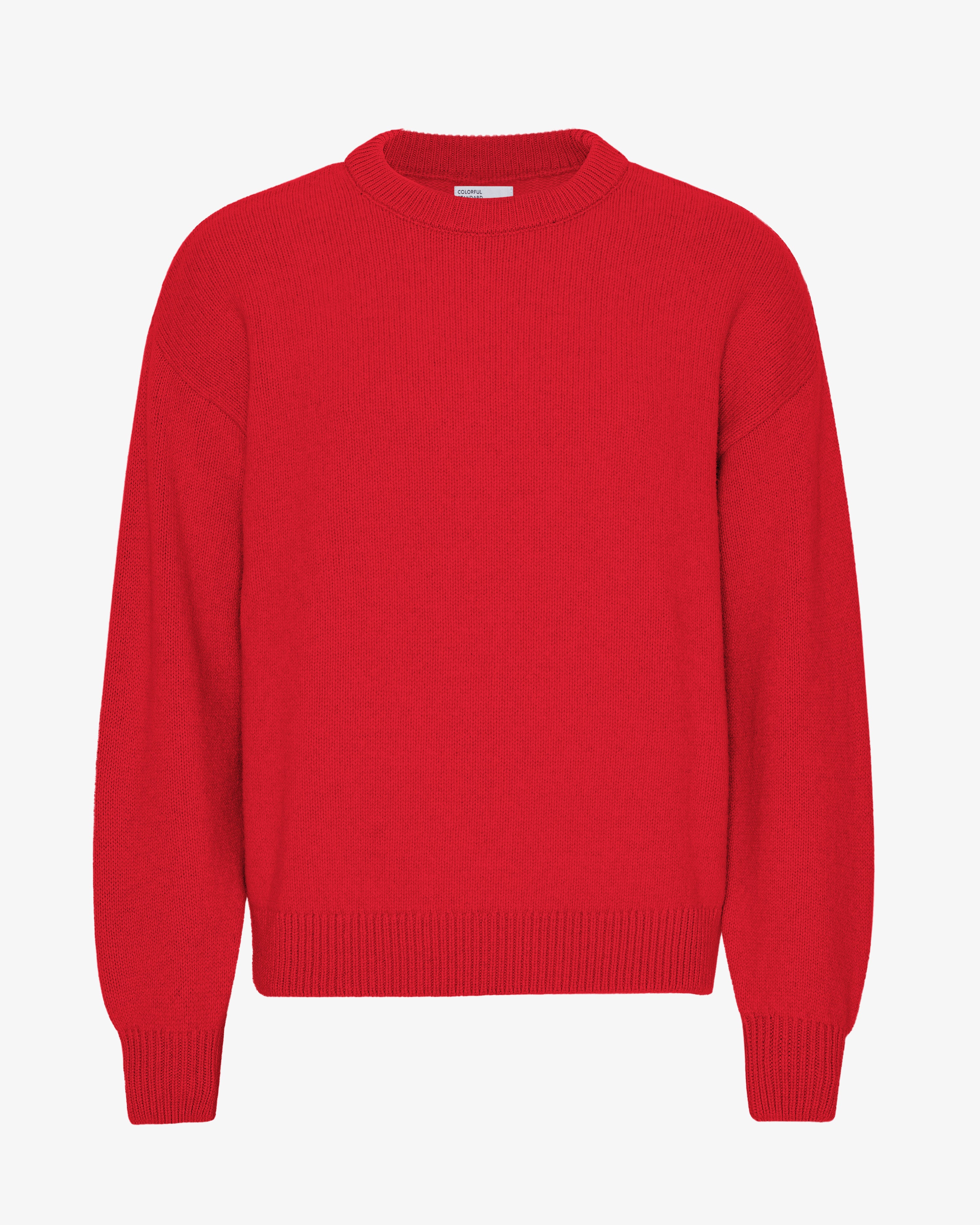 Premium Oversized Merino Wool Sweater - Scarlet Red Crewneck Pullover for Women | Soft & Warm Winter Knitwear for Casual Outfits & Cozy Home Wear