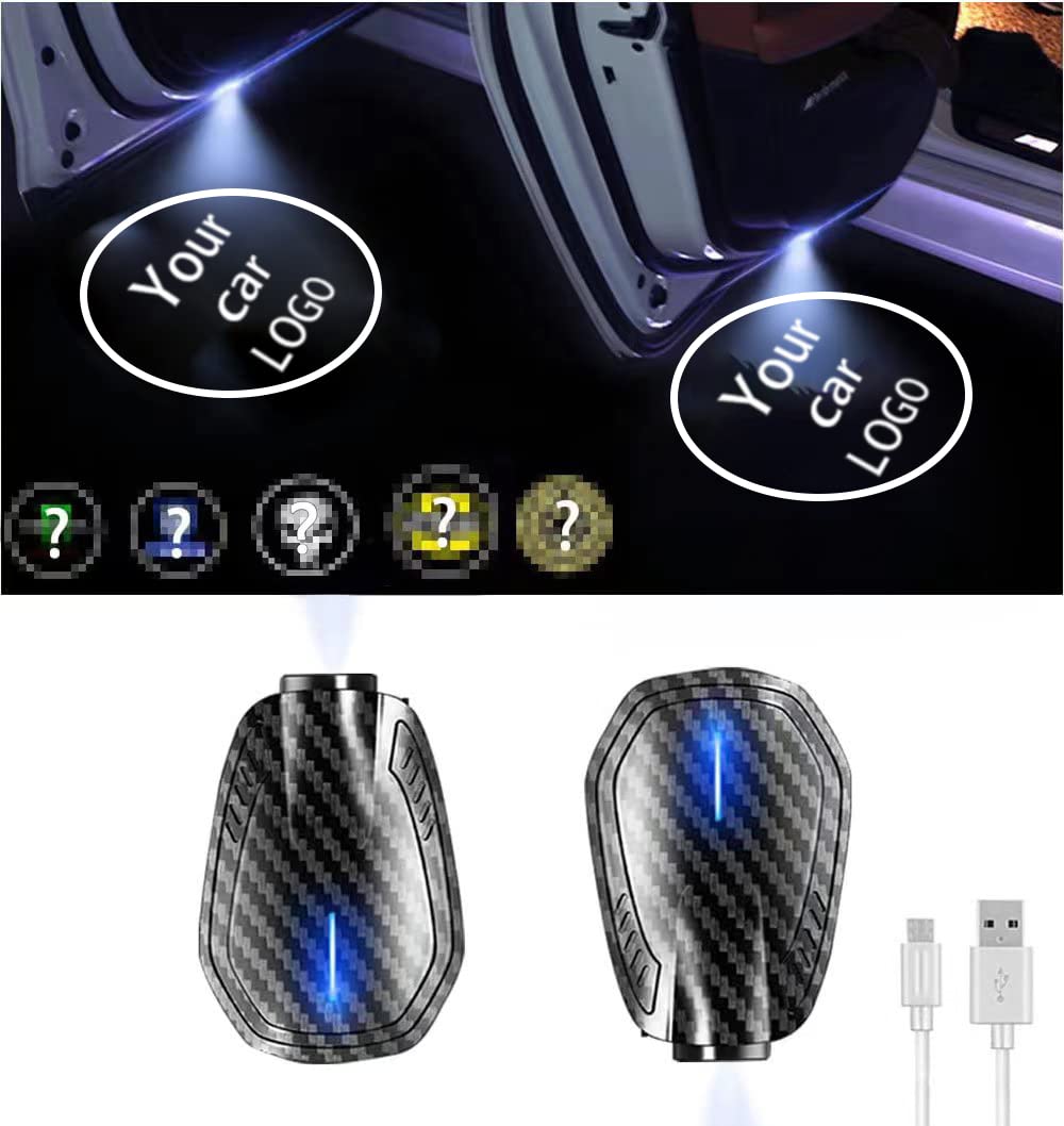 2Pcs Car Door LED Logo Projector Lights - Rechargeable Wireless Welcome Lights for All Cars | Ghost Shadow Lights for Night Driving & Safe Entry/Exit