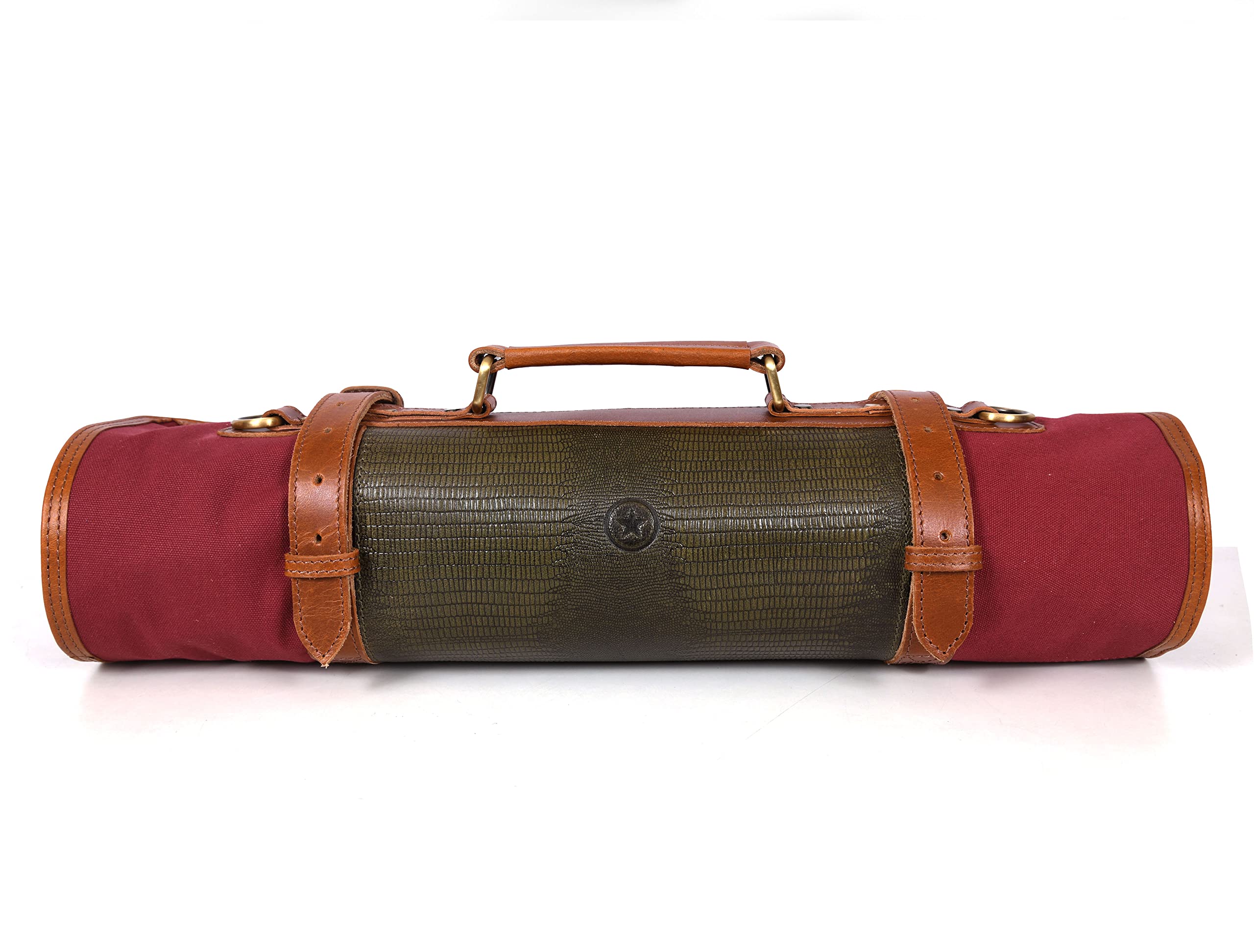 Premium Leather & Canvas Knife Roll Bag - Expandable 10-Pocket Chef Knife Storage Case with Detachable Shoulder Strap | Travel-Friendly Professional Knife Organizer for Chefs & Culinary Students | By Aaron Leather Goods (Antonio, Canvas Leather) | Perfect for Kitchen, Cooking Classes & Restaurant Work