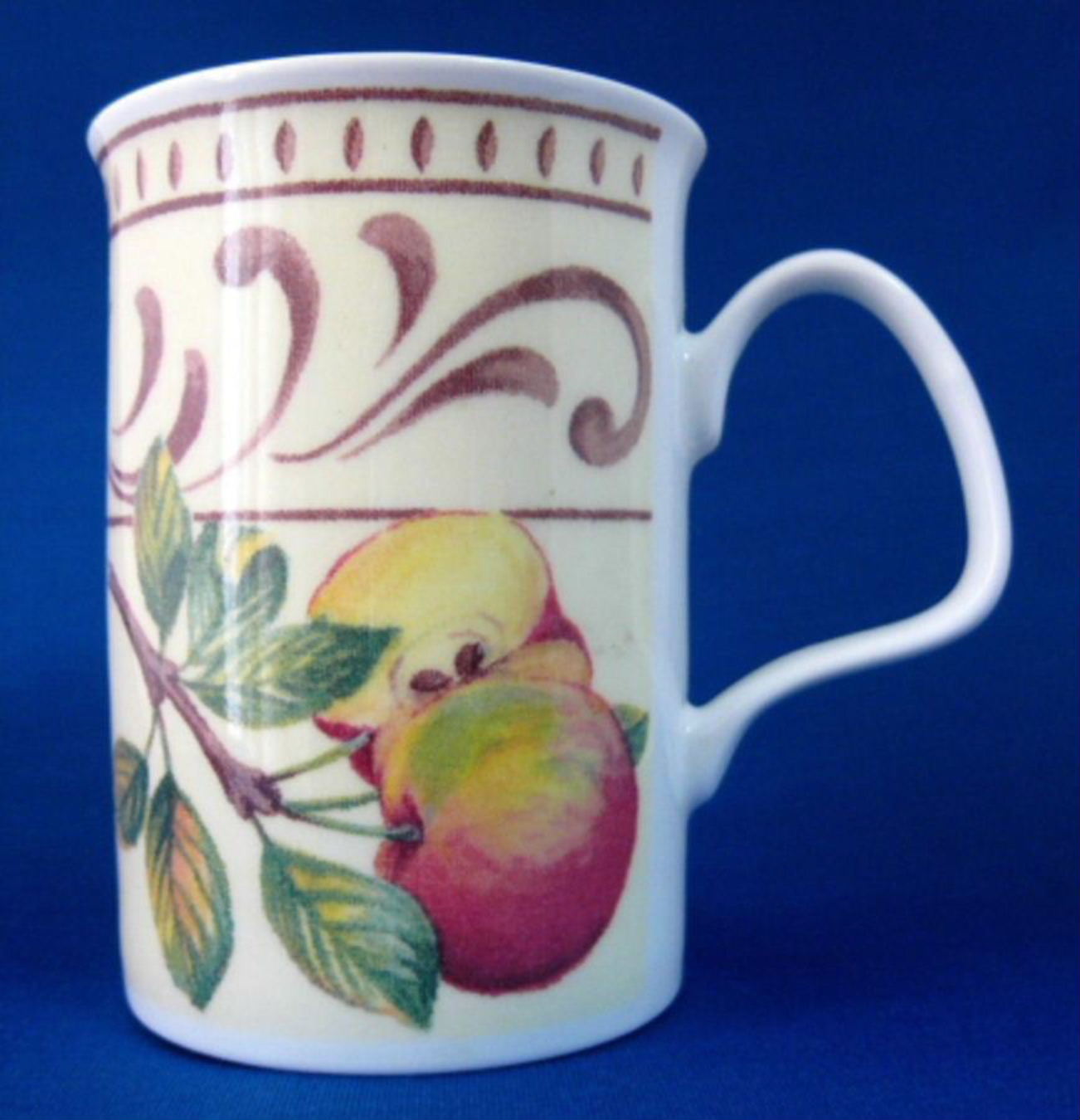 Kirkham English Bone China Mug - Blueberries & Apples Pear Design | Elegant Tea & Coffee Cup for Home, Office, and Gift Giving