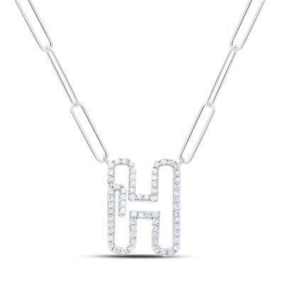 10K Gold Paper Clip H Initial Necklace - 1/3 CTW Diamond (18 Inch) - Elegant Personalized Jewelry Gift for Women, Perfect for Birthdays, Anniversaries & Everyday Wear
