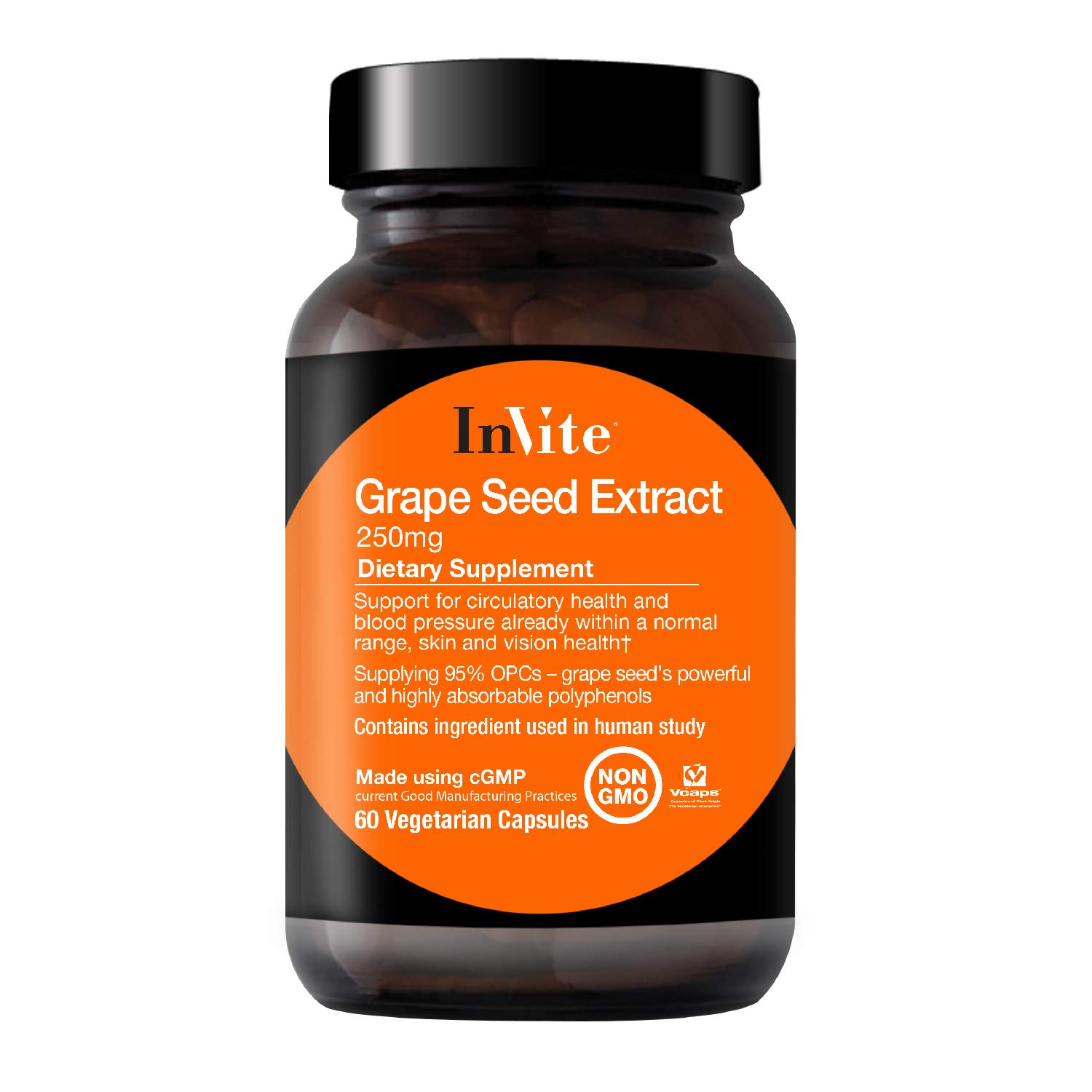 InVite Health Grape Seed Extract 250mg - Supports Heart Health, Blood Pressure, Skin & Vision - Non-GMO Vegan Supplement - 60 Vegetarian Tablets (3 Pack) - Antioxidant for Circulation & Anti-Aging