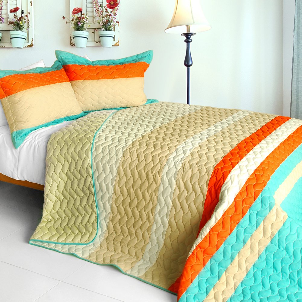 Full House 3-Piece Patchwork Quilt Set - Full/Queen Size Bedding - Cozy Farmhouse Style Comforter for Master Bedroom, Guest Room & Dorm