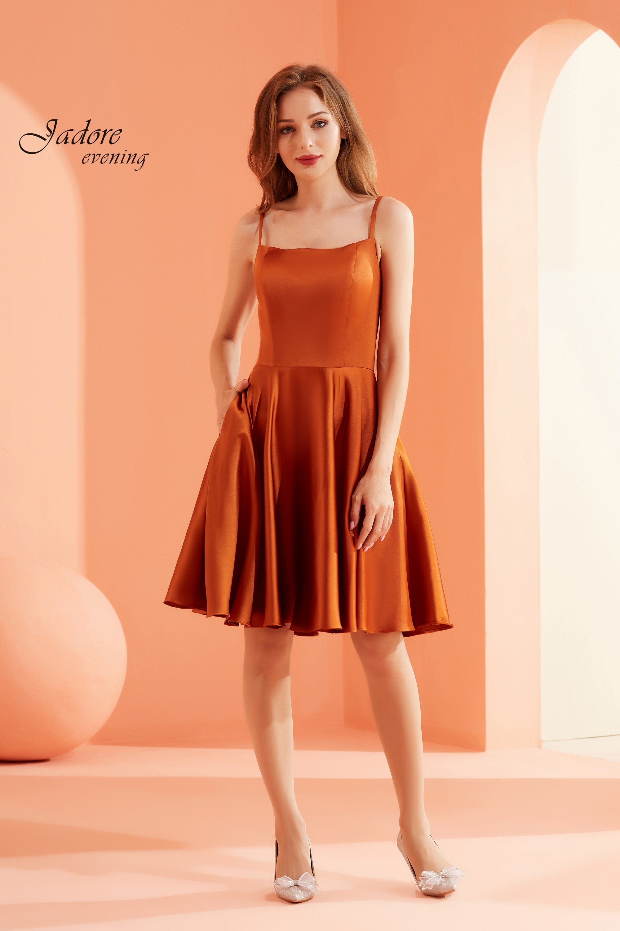 Elegant Satin Evening Dresses for Women - Spaghetti Straps Sleeveless Cocktail Dress (J22078) | Perfect for Prom, Party & Special Occasions