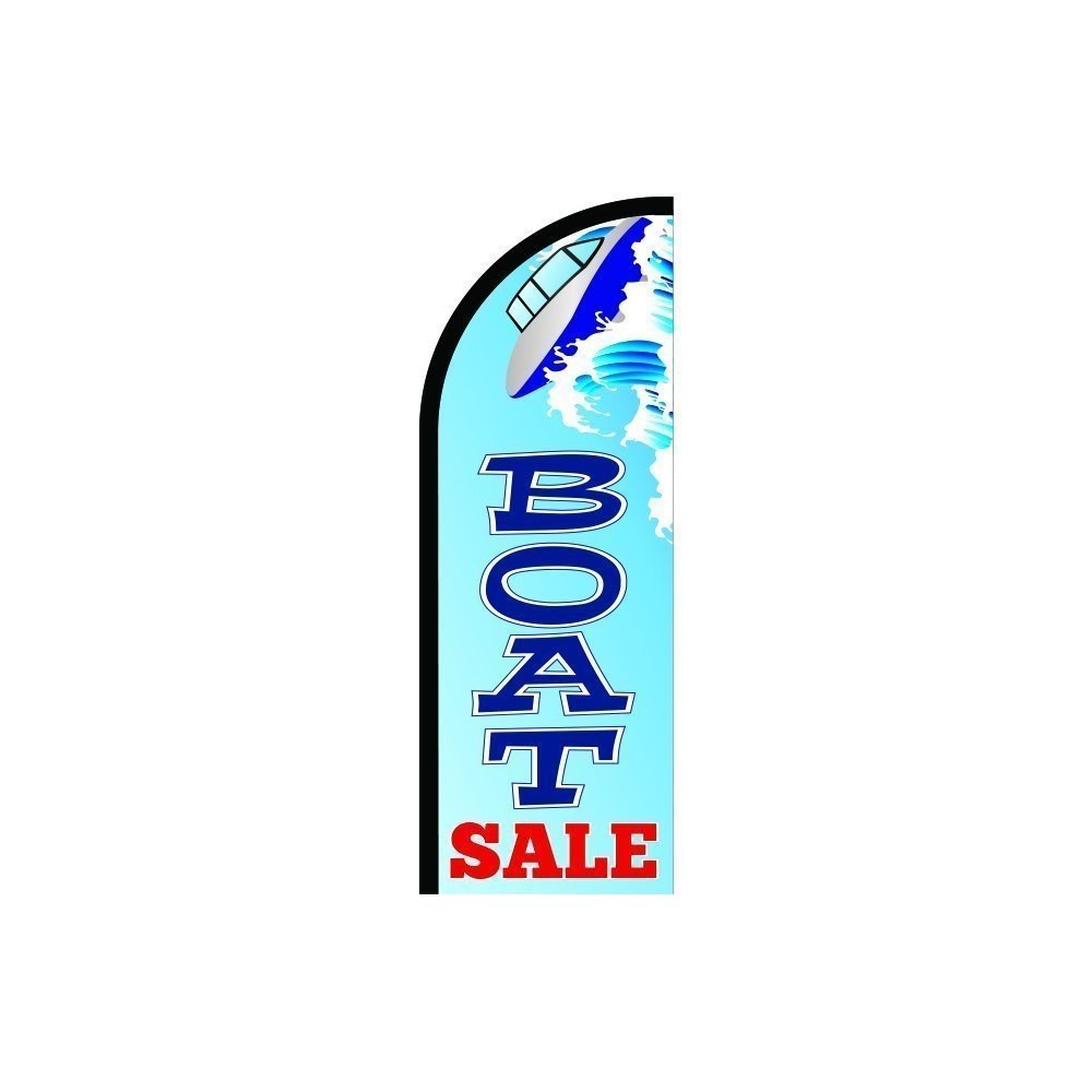 Boat Sale Sign Feather Flag - 9.9' Pre-Printed Advertising Banner for Business Promotion | Perfect for Marine Dealerships, Boat Shows & Outdoor Sales Events