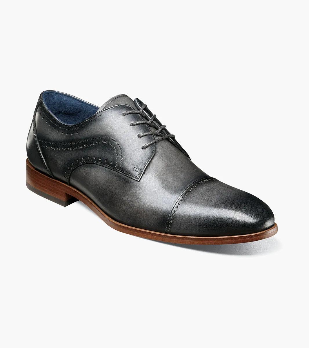 Stacy Adams Bryant Cap Toe Oxford - Premium Gray Leather Dress Shoes for Men | Business Formal & Wedding Attire