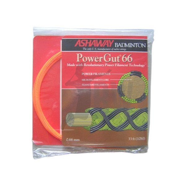 Ashaway Powergut 66 Badminton String - High Performance Nylon String for Badminton Rackets | Perfect for Competitive Play & Training Sessions
