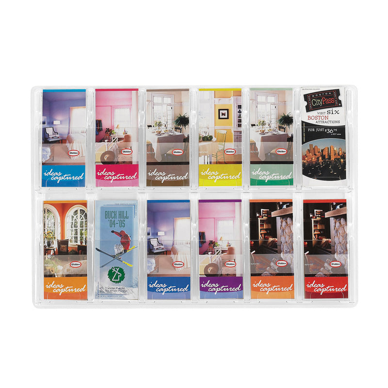 12-Pack Clear Acrylic Pamphlet Display Stand for Brochures, Flyers & Menus - Ideal for Restaurants, Hotels, Retail Stores & Trade Shows