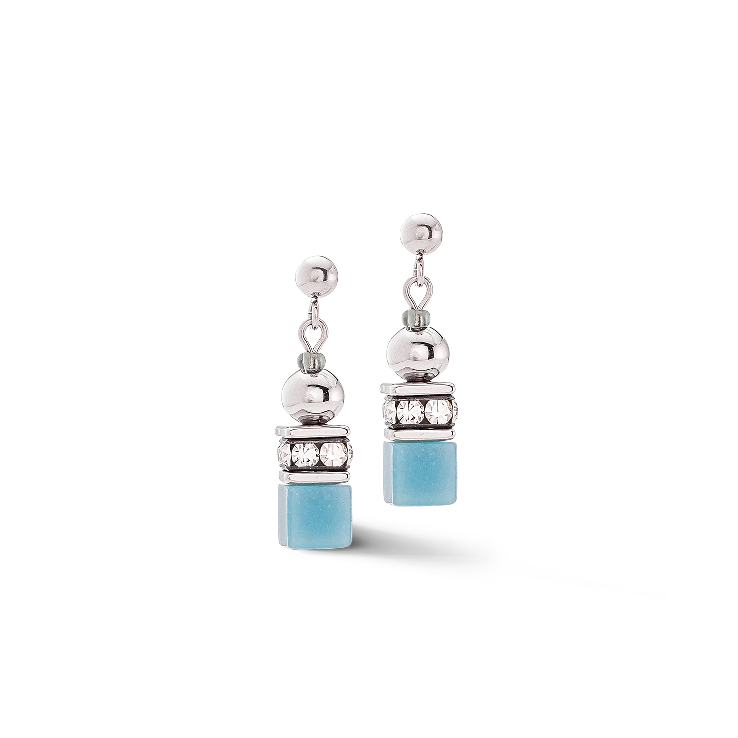 GeoCUBE® Fusion Spheres Earrings - Ice Blue Crystal Stud Earrings for Women, Hypoallergenic Cubic Zirconia Jewelry | Perfect for Parties, Weddings & Everyday Wear