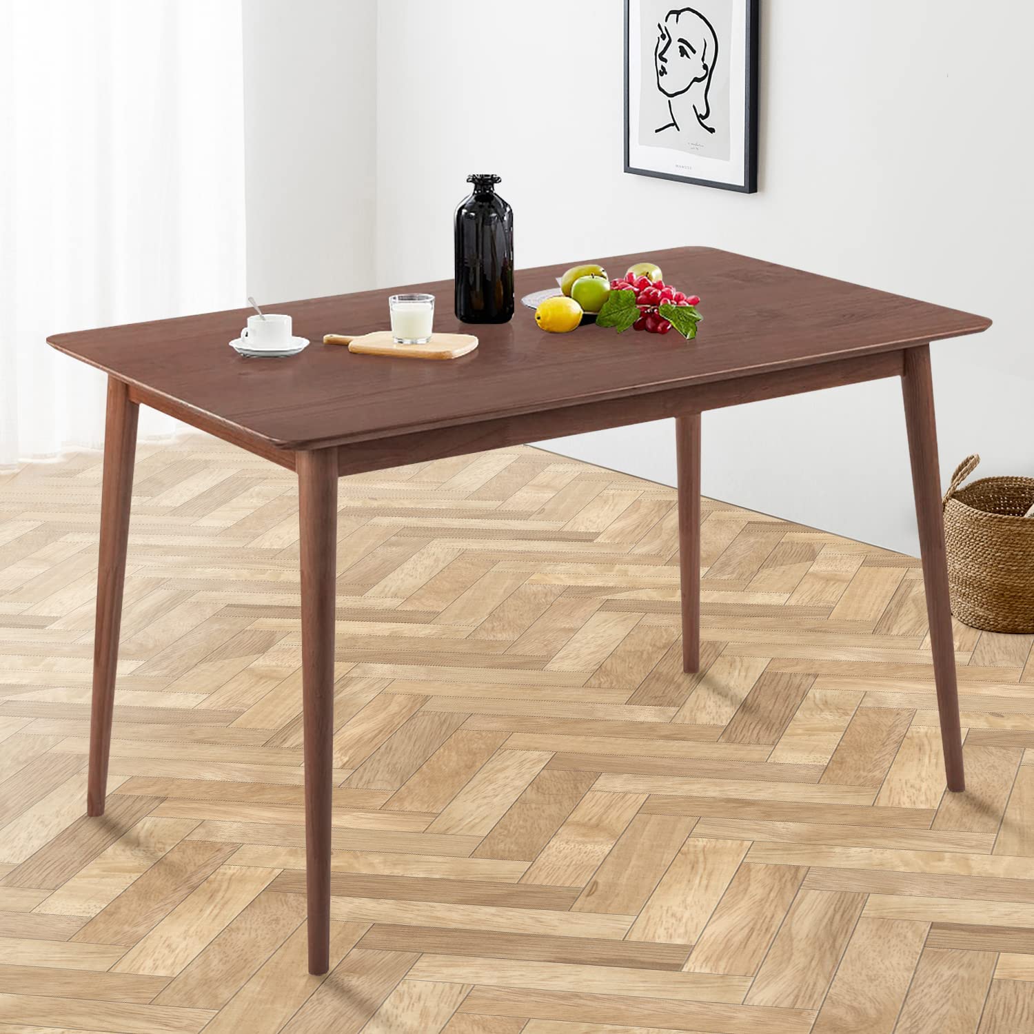 Elegant Solid Wood Dining Table for 4 - Modern Rectangular Kitchen Table in Espresso Finish | Perfect for Small Spaces, Apartments & Cozy Home Dining Rooms