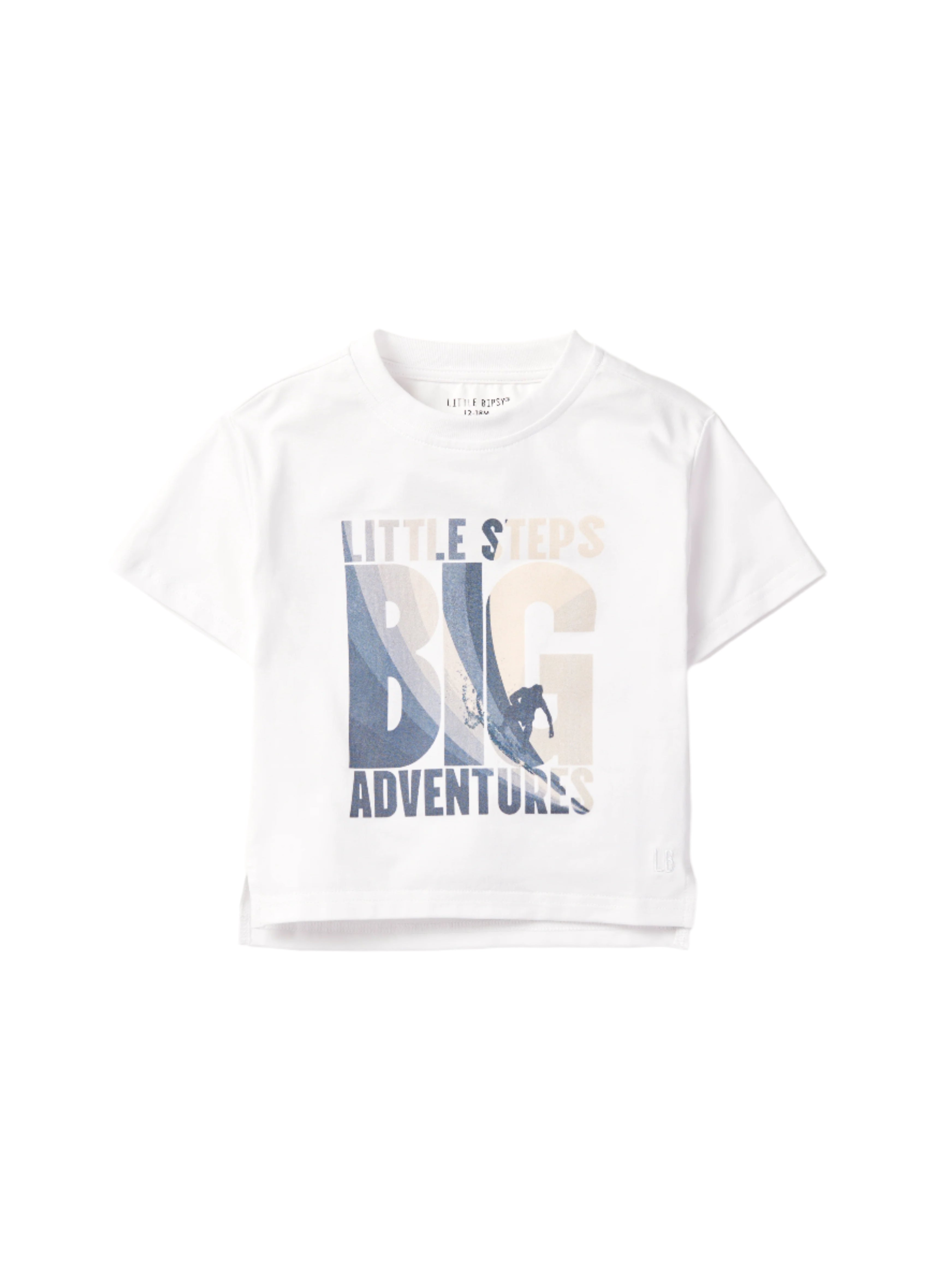 Little Steps Big Adventures Waves Graphic Tee - Cute Baby & Toddler T-Shirt for Beach Vacations & Family Outings