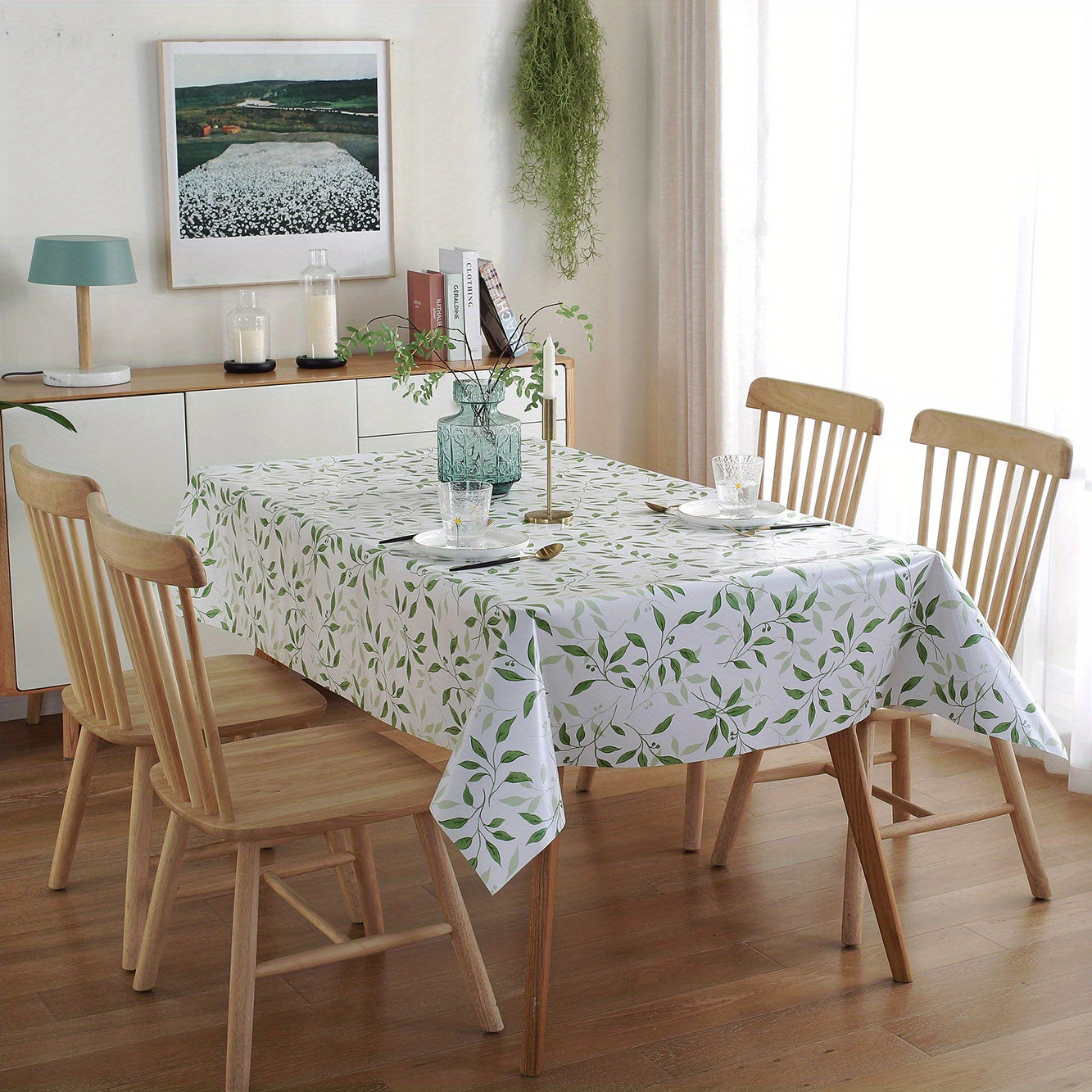 1pc Waterproof & Oil-Resistant PVC Tablecloth - Decorative Leaf Design for Coffee Table, Dining Table, Kitchen Counter - Dustproof Tabletop Protector for Home, Living Room, Office Decor