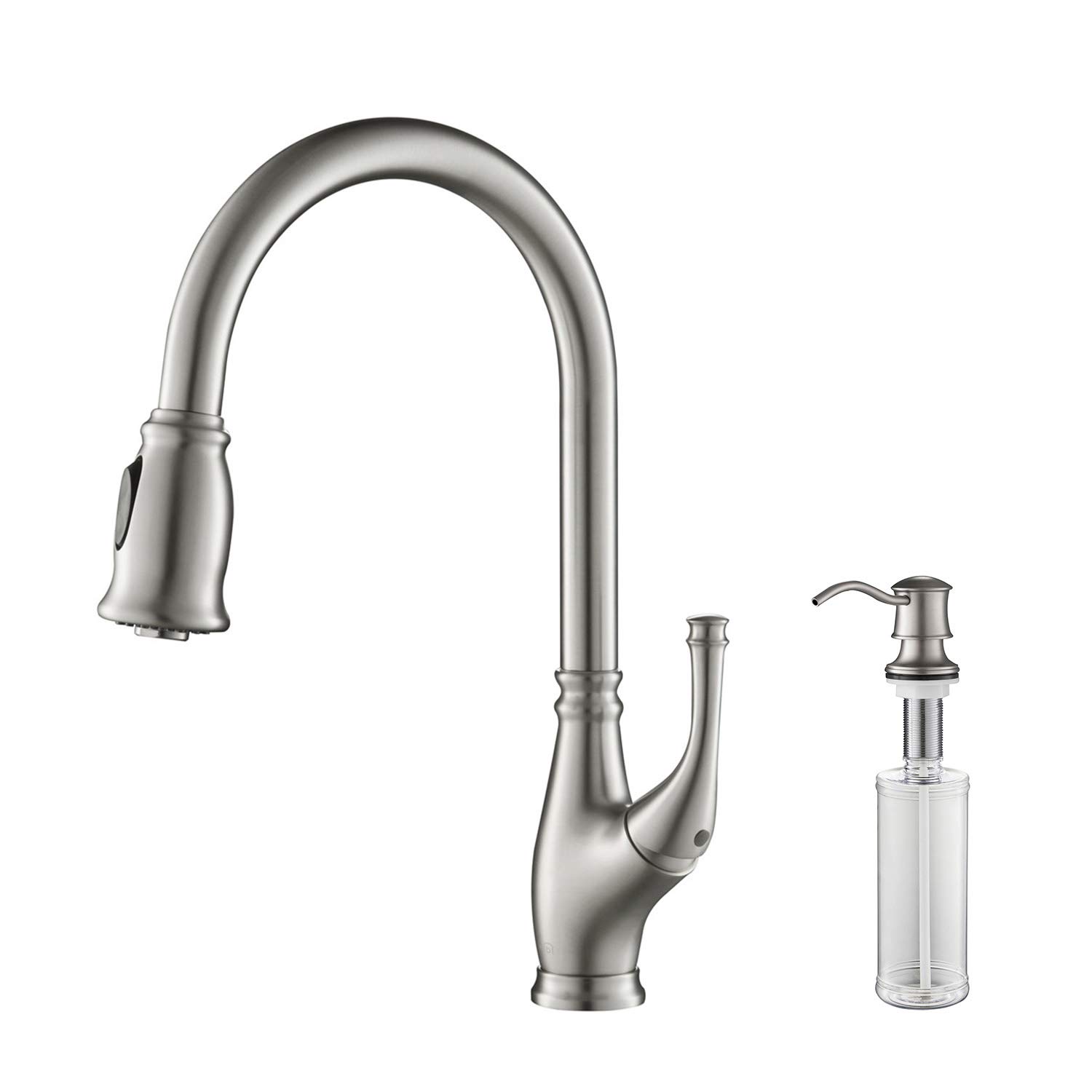 KIBI Summit High Arc Pull Out Kitchen Faucet with Sprayer, Magnetic Docking, Lead-Free Brass, Single Handle Design for Modern Kitchens and Home Renovations