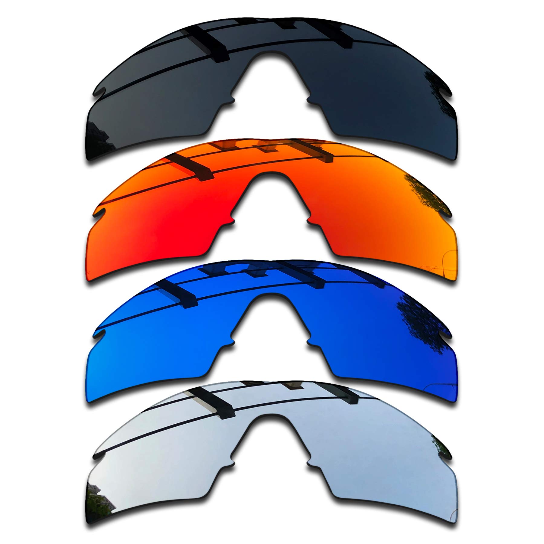 Premium Polarized Replacement Lenses for Oakley M Frame Strike Sunglasses - Dark Black, Silver Mirror, Blue Mirror & Fire Orange Mirror Options | UV Protection for Cycling, Running & Outdoor Sports