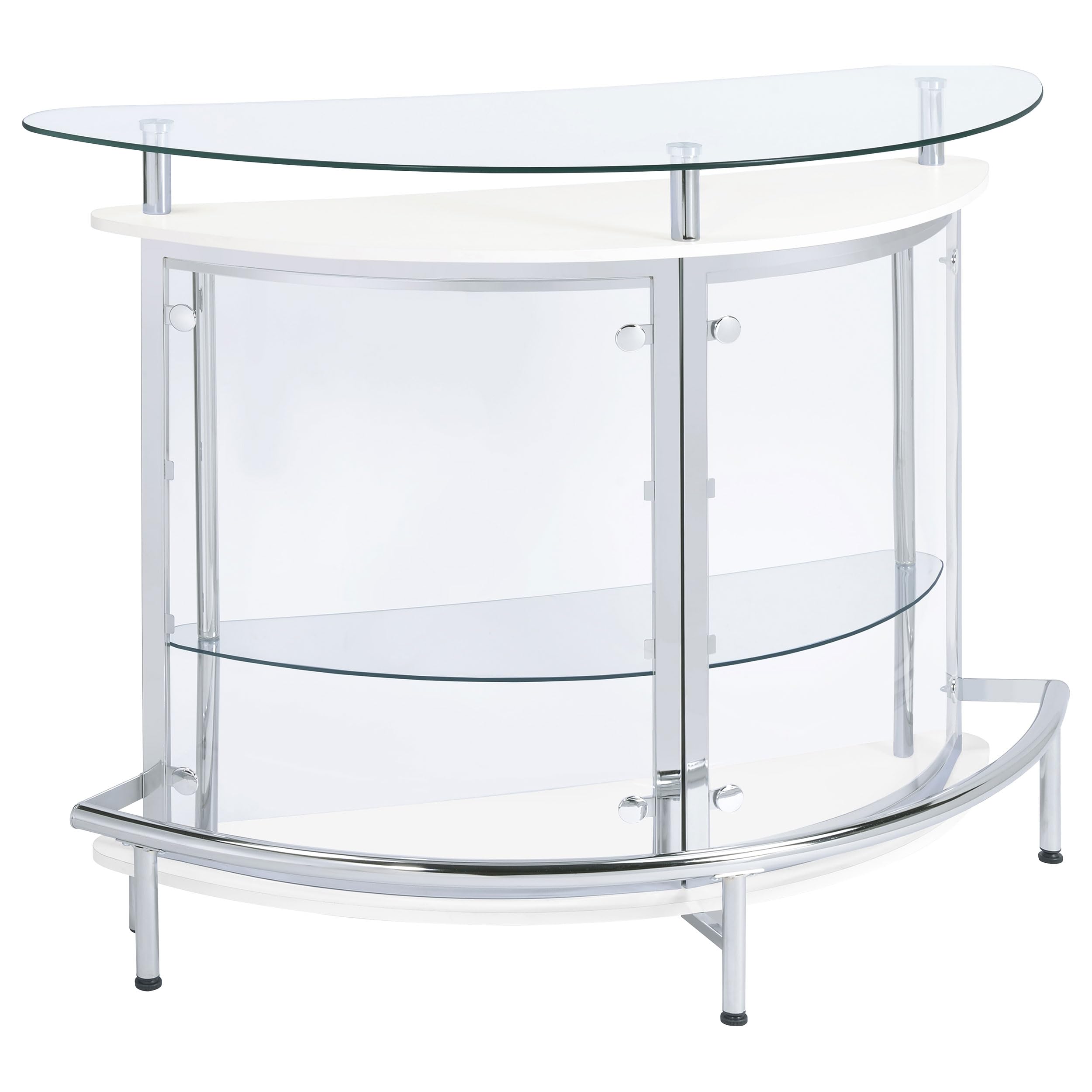 Modern White Freestanding Home Bar Cabinet with Glass Top, 2 Shelves & Wine Glass Rack - Coaster Home Furnishings Amarillo - Perfect for Living Room, Dining Room or Home Bar Setup