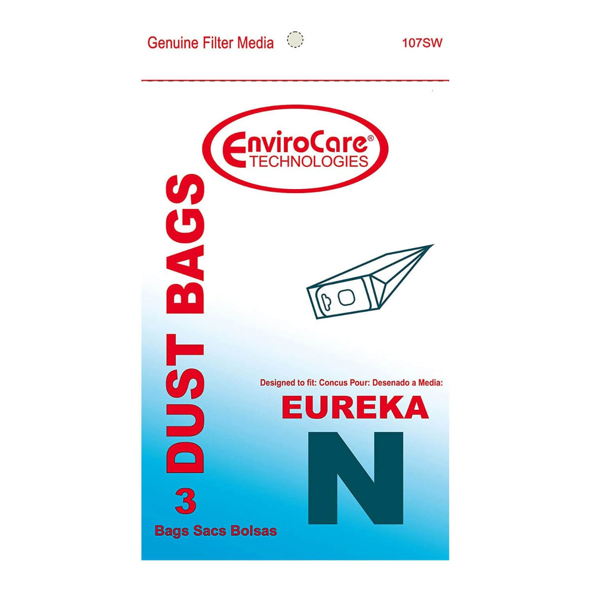 EnviroCare Eureka N Vacuum Bags - 3 Pack | Premium HEPA Filtration Dust Bags for Eureka Vacuums | Ideal for Home Cleaning, Pet Hair Removal & Allergy Relief