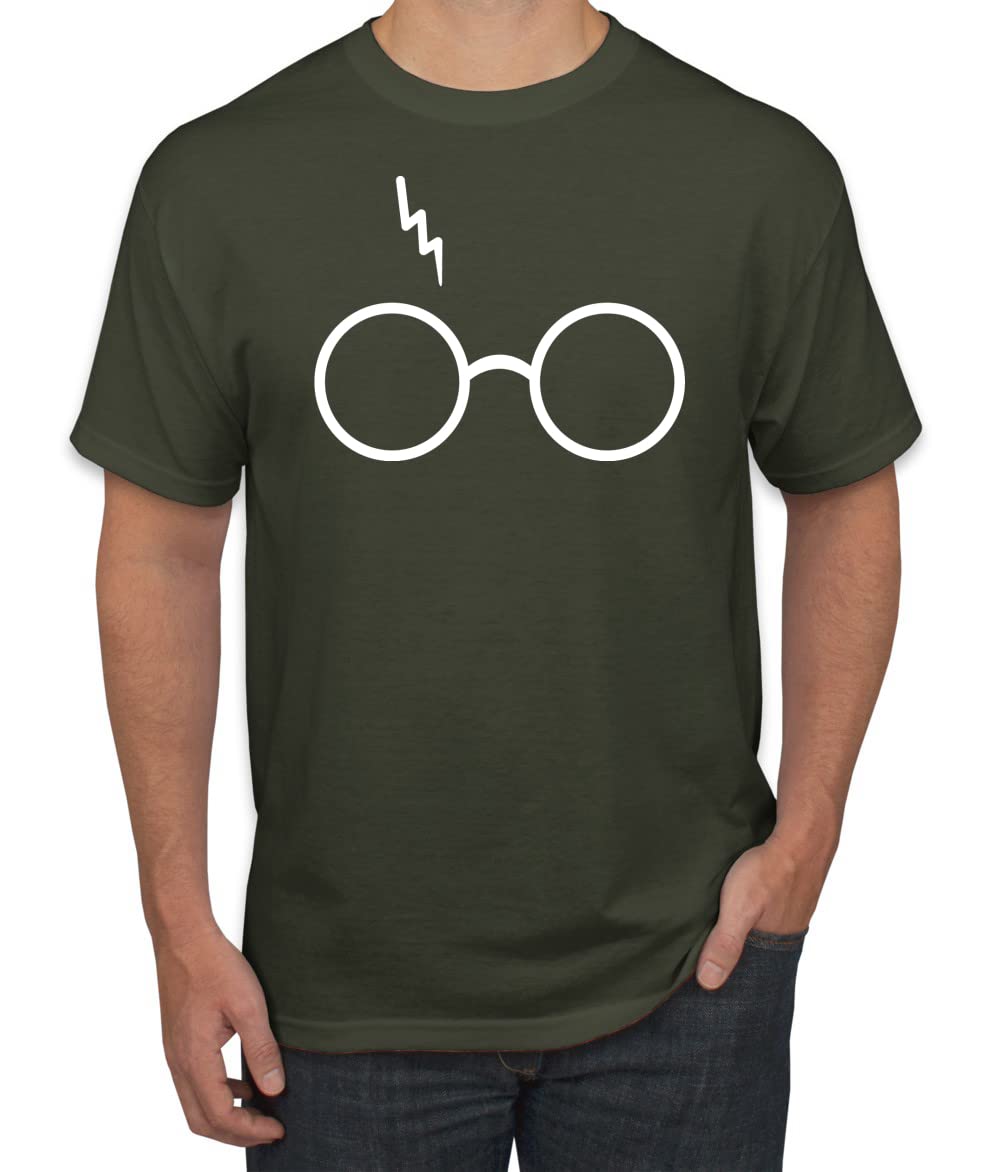 Wild Bobby Wizard Glasses Scar Pop Culture Graphic T-Shirt for Men | Vintage Inspired Tee | Perfect for Cosplay, Halloween & Comic Con