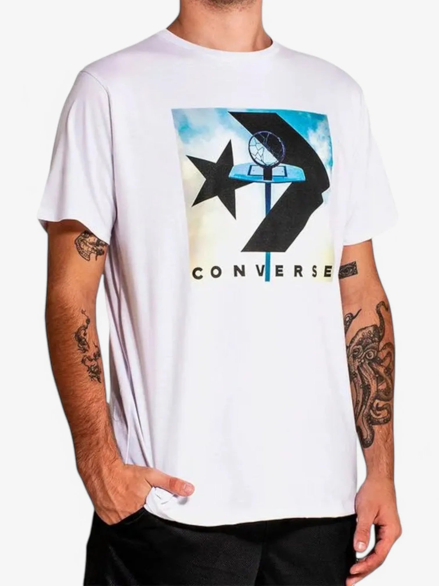 Converse Cons BB Ring White T-Shirt - Stylish & Comfortable Cotton Tee for Men & Women | Perfect for Casual Wear, Street Fashion & Everyday Outfits