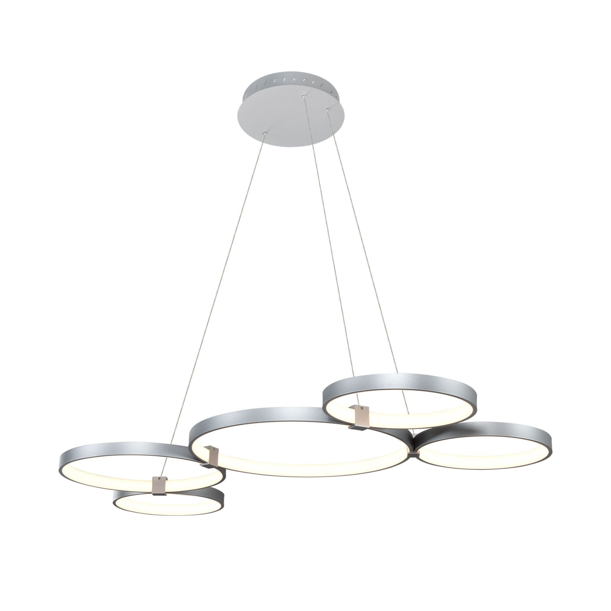 VONN Capella 50 VMC32410AL Silver Multi-Ring LED Chandelier - Modern Crystal Ceiling Light Fixture for Dining Room, Living Room & Bedroom Lighting