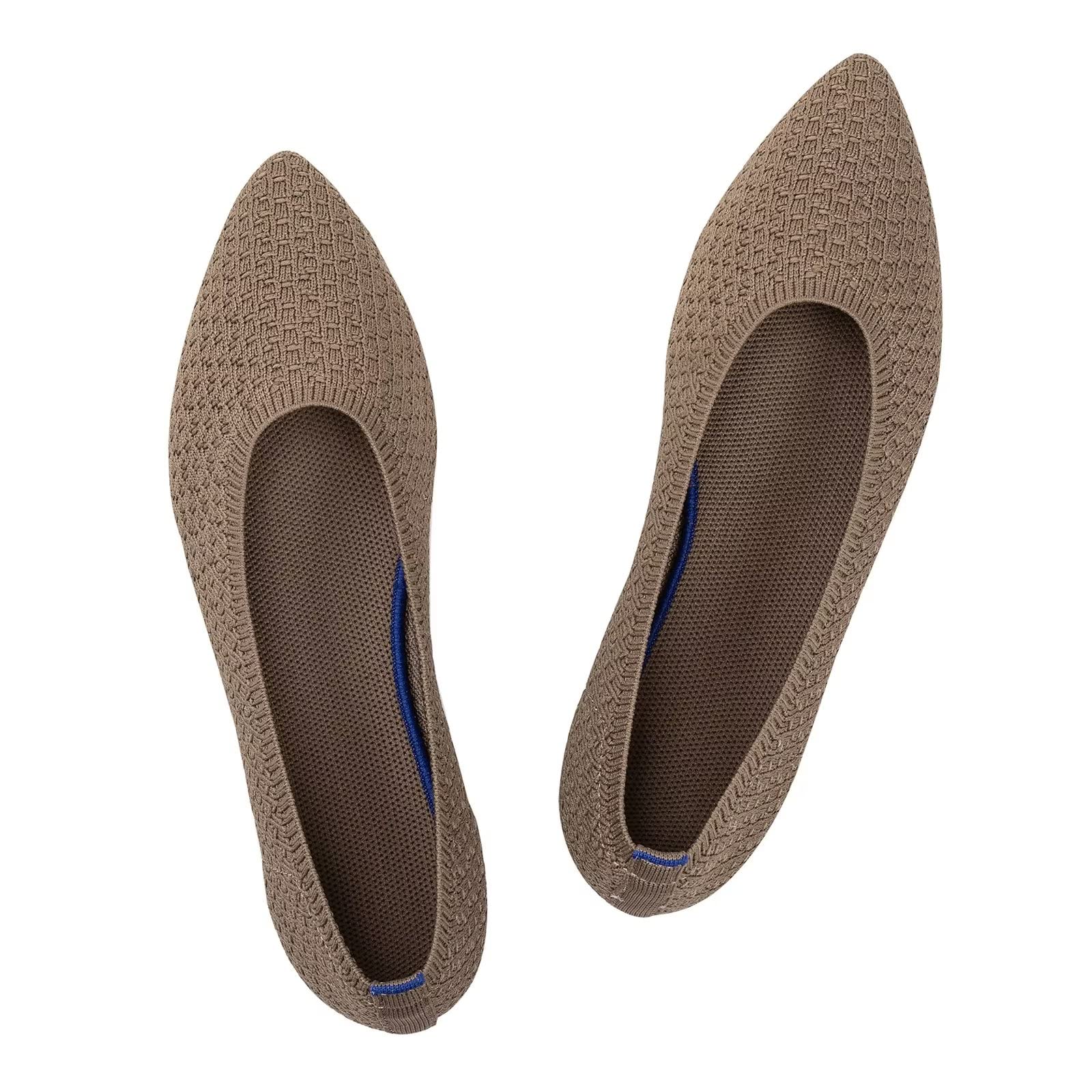 Frank Mully Women's Pointed Toe Flats - Knit Dress Shoes for Women | Comfortable Slip-On Ballet Flats with Soft Low Wedge | Perfect for Office, Casual Wear & Special Occasions