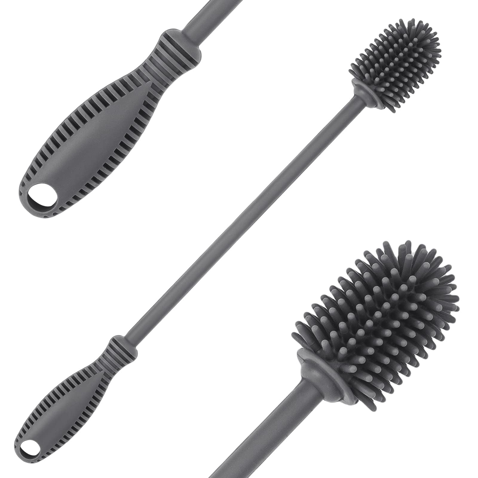 Long Handle Silicone Bottle Brush - Clean Baby, Hydro Flask & Sports Bottles - for Small Openings - Home & Travel Use