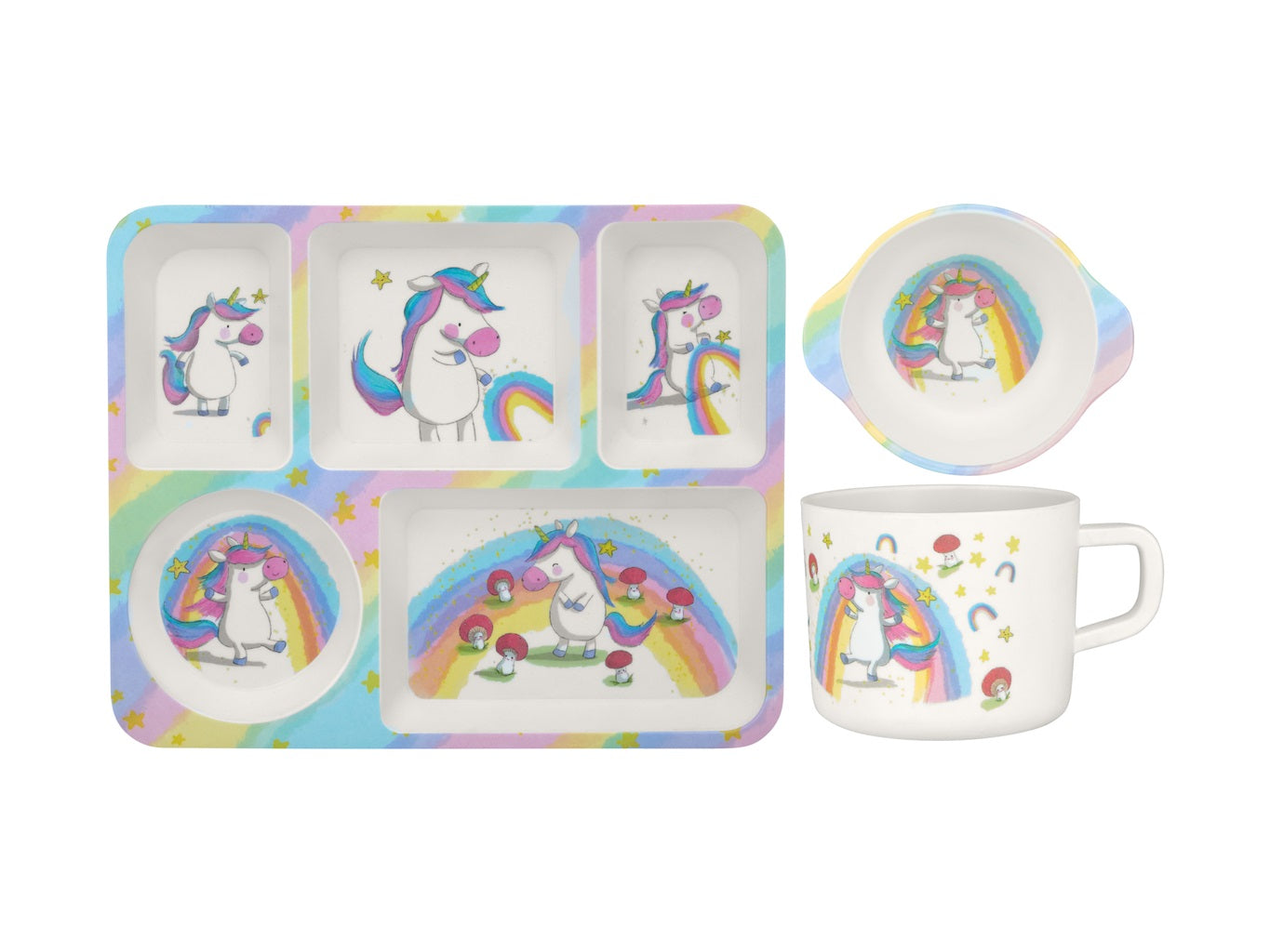 Maxwell & Williams Jedda Robaard Magical Tales Melamine 3-Piece Dinner Set - Unicorn Themed Kids Tableware Gift Box | Perfect for Birthday Gifts, Children's Parties & Fantasy-Themed Decor