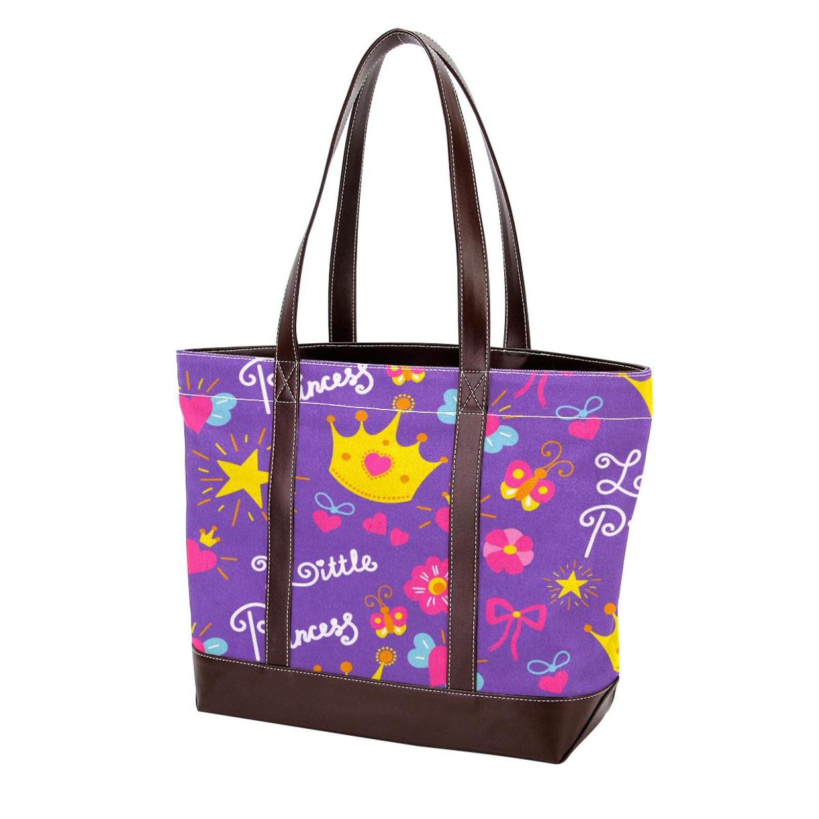 Stylish Large Leather Canvas Tote Bags for Women - Floral Illustration Top Handle Shoulder Satchel Hobo Purse | Perfect for Work, Travel, Shopping & Everyday Use