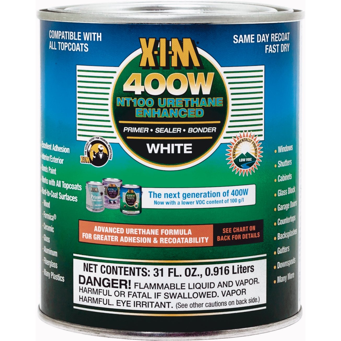 X-I-M 400W NT100 White Primer, Sealer & Bonder - 1 Quart Multi-Surface Adhesion Promoter for Wood, Metal & Concrete - Perfect for DIY Projects & Professional Coatings