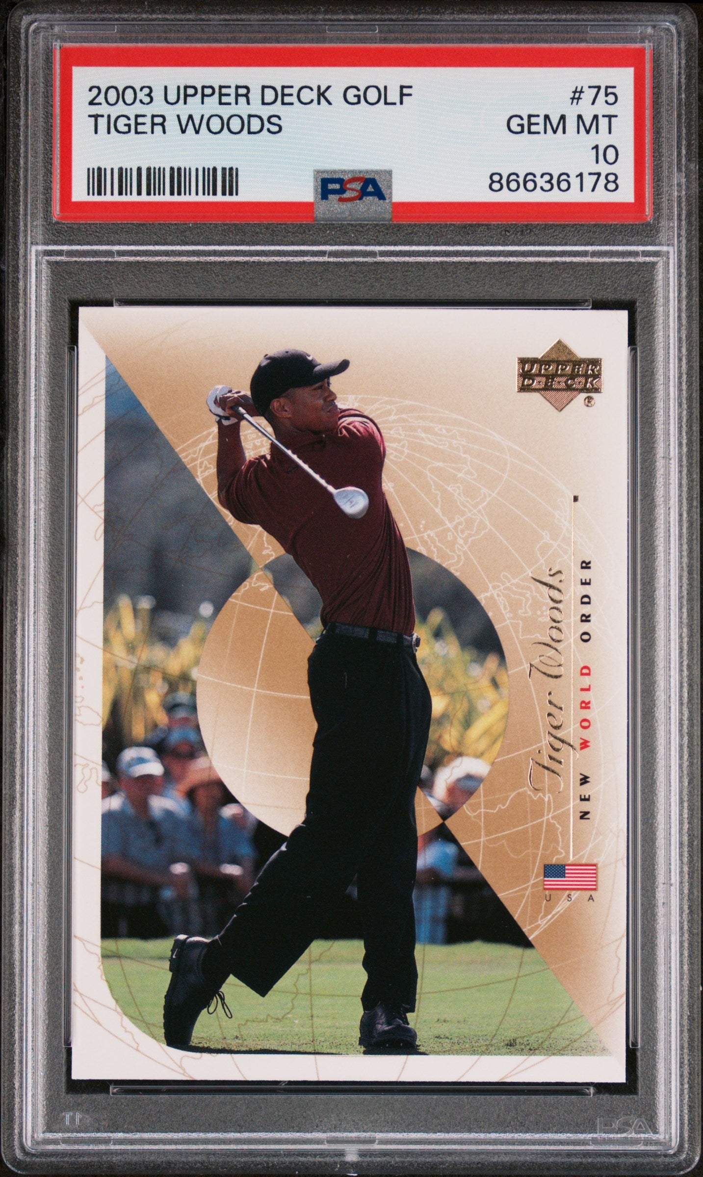 2003 Upper Deck Golf Tiger Woods #75 PSA 10 Gem Mint - Rare Collectible Trading Card for Sports Memorabilia & Investment - Perfect for Display, Gifting, and Card Collections