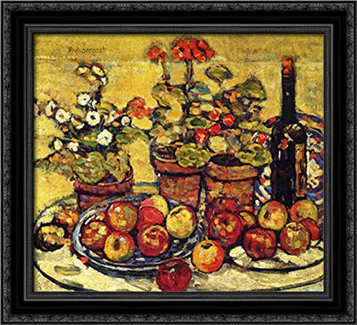 22x20 Black Ornate Wood Framed Canvas Art - Fruit and Flowers Painting by Maurice Prendergast - Perfect for Living Room, Bedroom, or Office Wall Decor