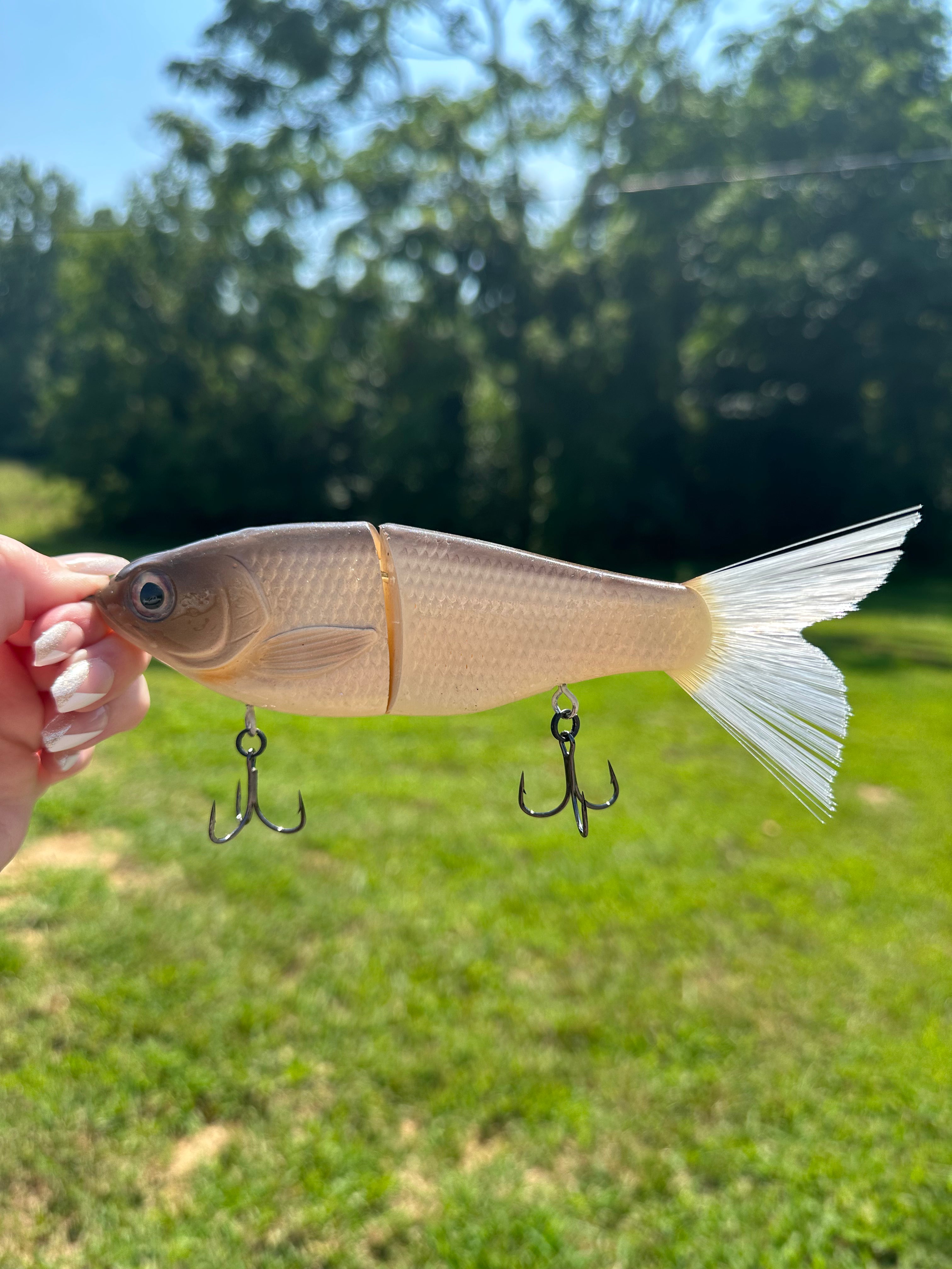Hand Painted Glide Bait Fishing Lure - Dirty Bone Design for Bass, Walleye & Pike | Perfect for Freshwater & Saltwater Fishing