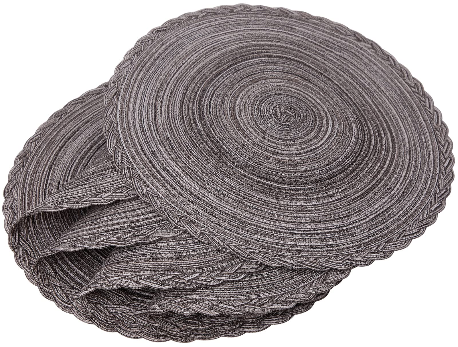 Smaafit 6-Pack Round Placemats Set for Round Tables - 15 Inch Gray Placemats for Kitchen Dining Table - Christmas Decorative Plate Mats - Perfect for Holiday Dinners, Family Gatherings & Everyday Use