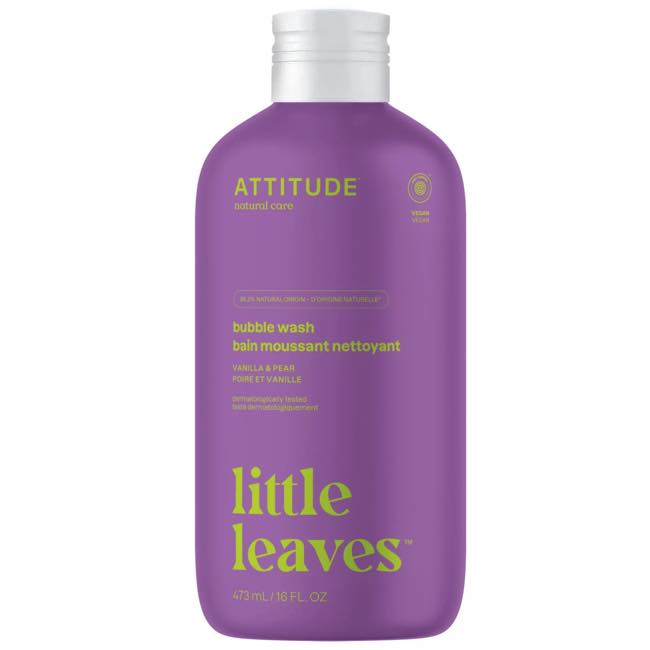 Attitude Little Leaves Bubble Wash - Vanilla & Pear Scent, 473ml | Gentle Baby Bath & Shower Gel for Sensitive Skin | Perfect for Daily Bath Time & Newborn Care