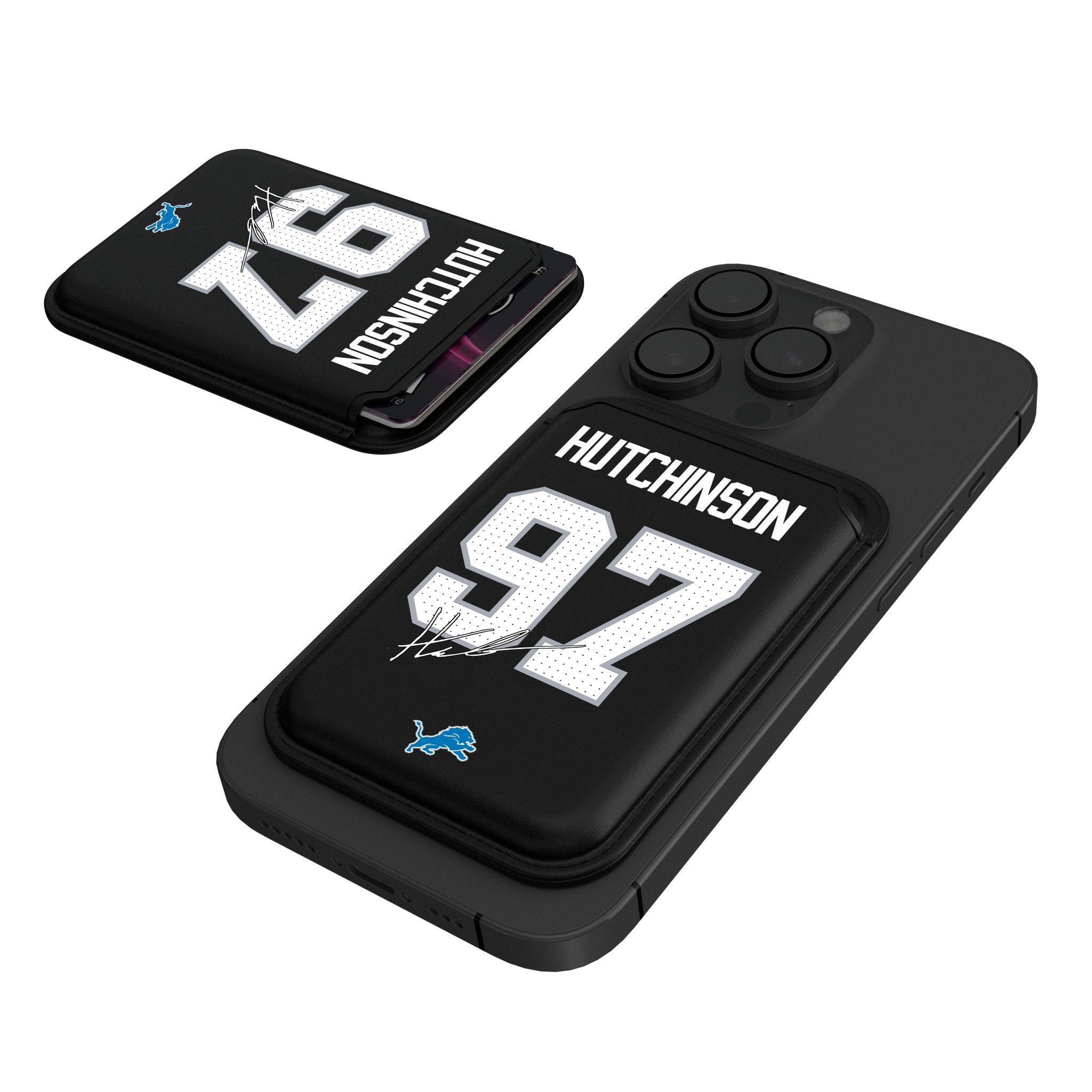 Aidan Hutchinson Detroit Lions 97 Ready Black Magnetic Credit Card Wallet - Perfect for NFL Fans, Game Day & Everyday Use