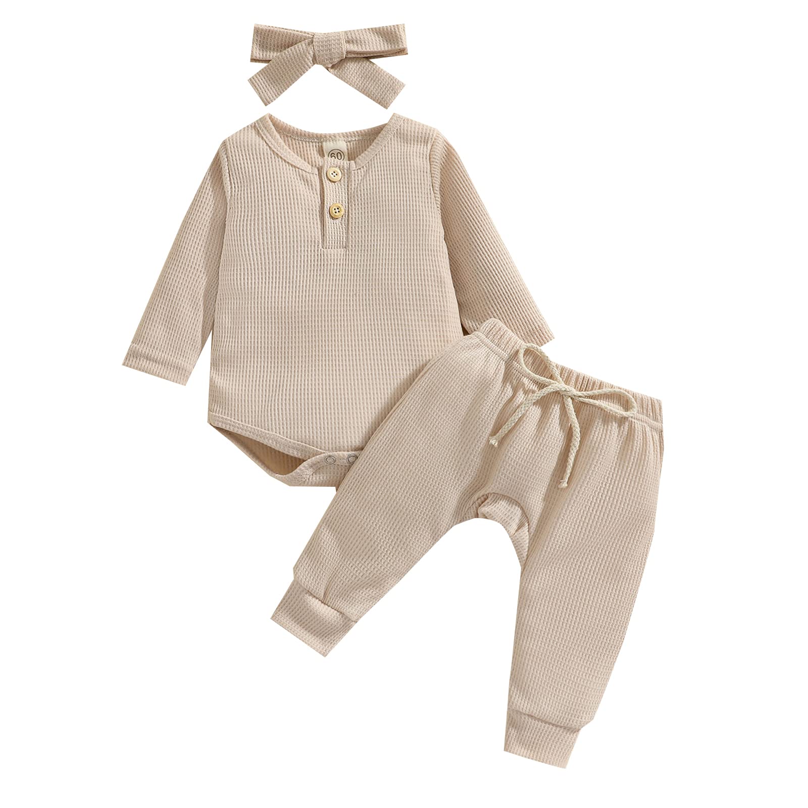 Thorn Tree Newborn Baby Clothes - Soft Cotton Knitted 2-Piece Outfit Set with Long Sleeve Romper & Pants for Boys & Girls | Perfect for Fall Season & Photo Shoots