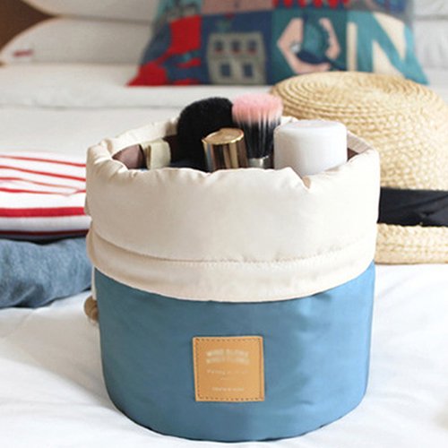 GLOA Travel Makeup Bag - Waterproof Cosmetic Organizer with Drawstring for Jewelry & Toiletry Storage (Blue) - Perfect for Vacation, Gym & Daily Essentials Organization