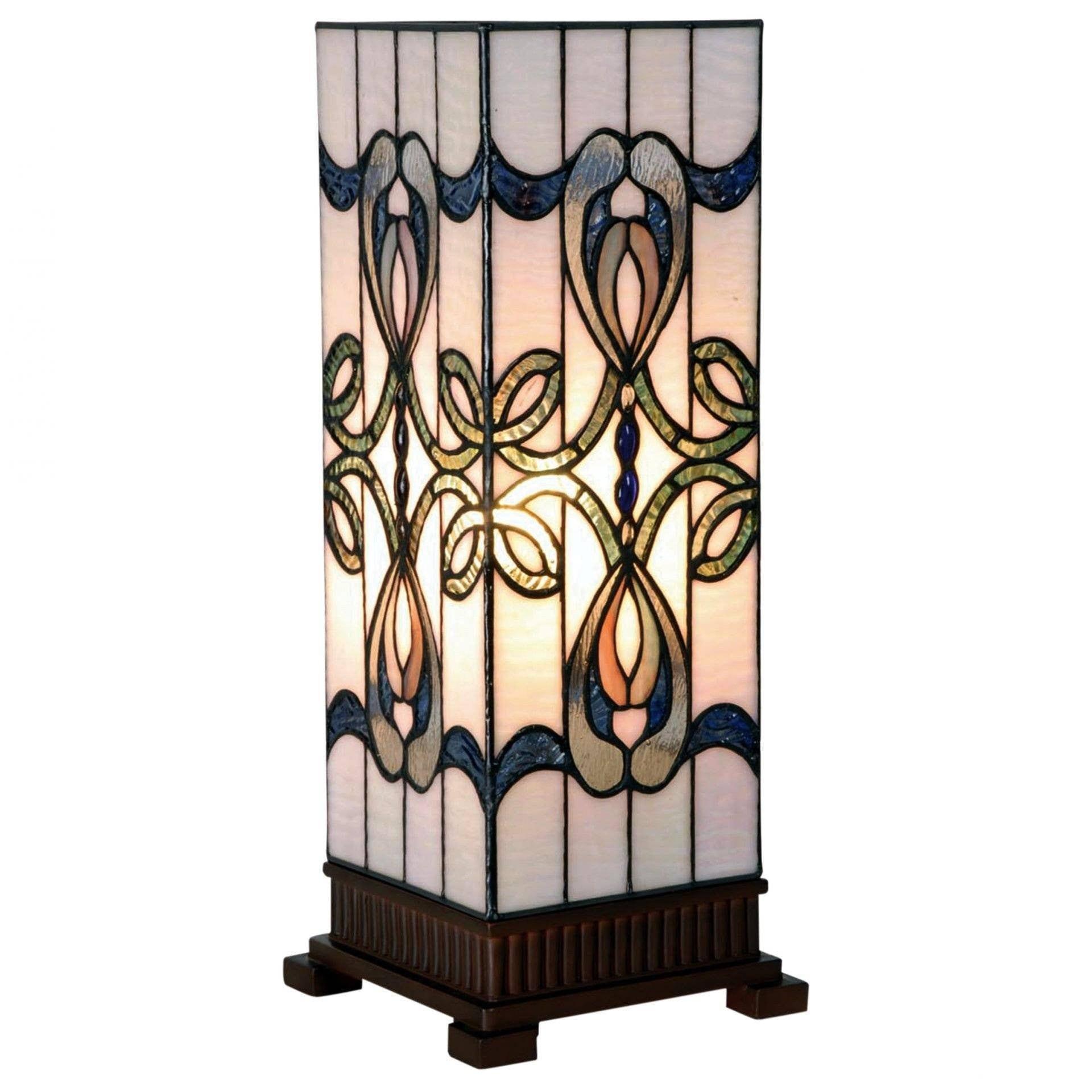 Clara Tiffany Large Square Table Lamp - Elegant Stained Glass Decor for Living Room, Bedroom & Office - Perfect for Home & Workspace Lighting