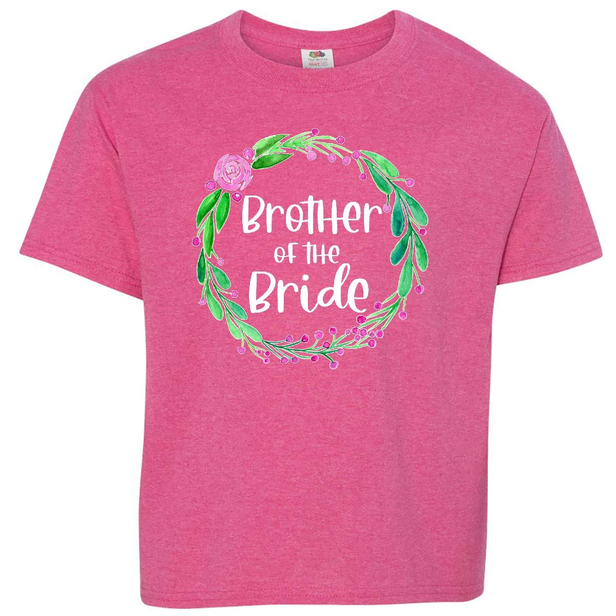 Inktastic Brother of The Bride Rose Wreath Youth T-Shirt - Comfortable & Stylish Wedding Party Apparel for Kids - Perfect for Bridal Party, Rehearsal Dinners & Family Photos