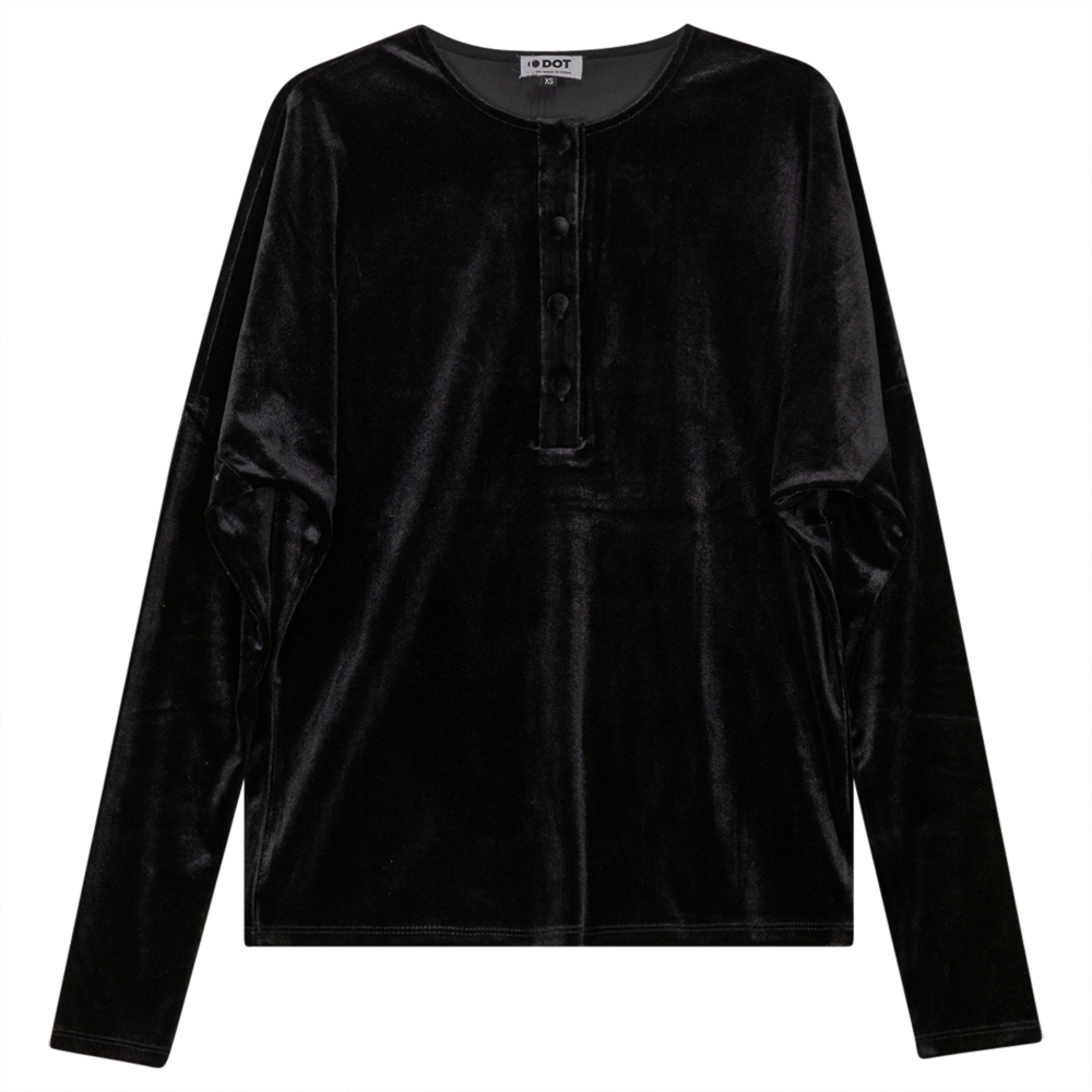 Soft Velour Henley Top for Women - Comfortable Long Sleeve Casual Shirt for Fall & Winter - Perfect for Lounge, Travel, and Everyday Wear