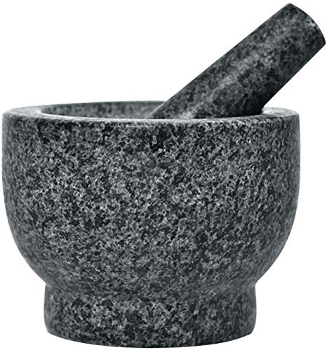 Premium Granite Mortar and Pestle Set - Non-Porous Natural Stone Spice Grinder for Herbs, Garlic & Seasonings - Perfect for Kitchen, Cooking & Meal Prep (Charcoal Black)
