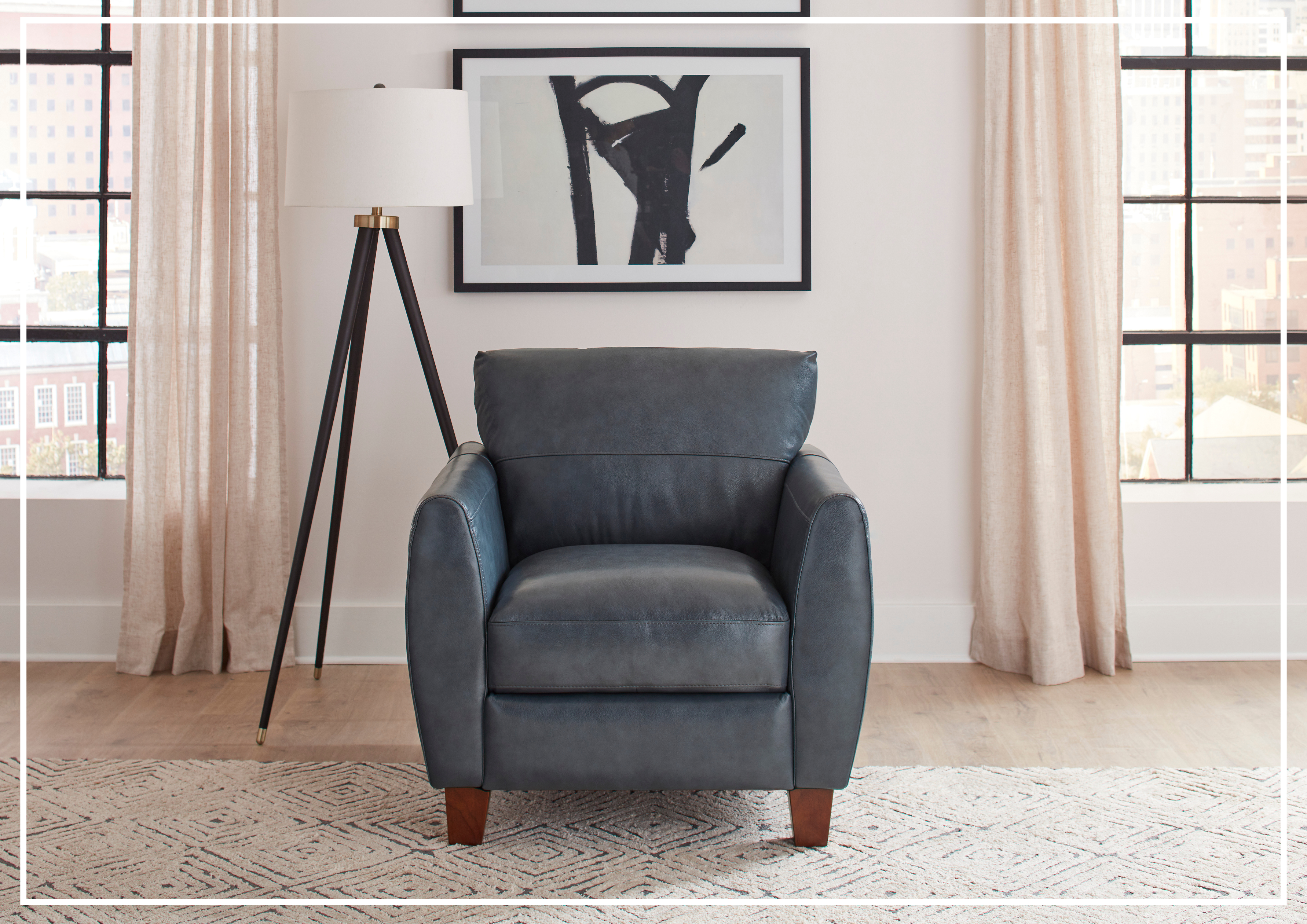 Gio Italia Home Tirano Genuine Leather Chair in Bluish Gray - Premium Office & Living Room Seating for Modern Homes