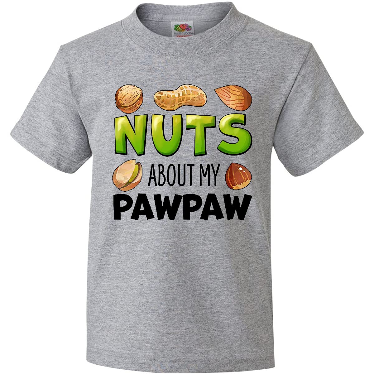Inktastic Nuts About My Pawpaw Peanut Almond Pistachio Youth T-Shirt - Funny Graphic Tee for Kids & Grandparents - Perfect for Family Reunions & Casual Outings