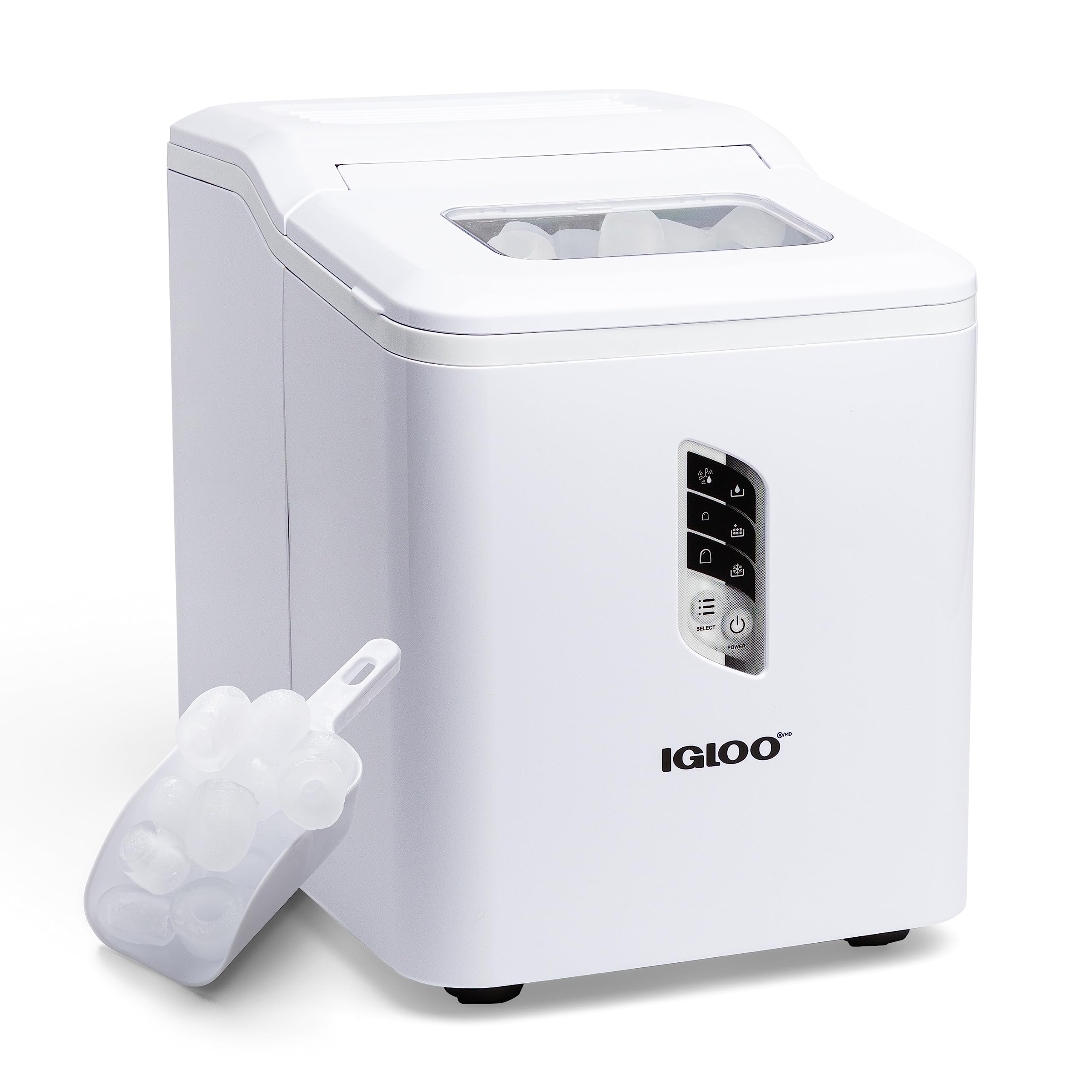 Igloo Automatic Ice Maker Machine - Self-Cleaning Countertop Ice Maker with LED Display, Produces 26 lbs of Ice in 24 Hours (9 Large/Small Cubes in 7 Mins) - Includes Ice Scoop - Perfect for Home, Office, Parties, Cocktails, and Beverages
