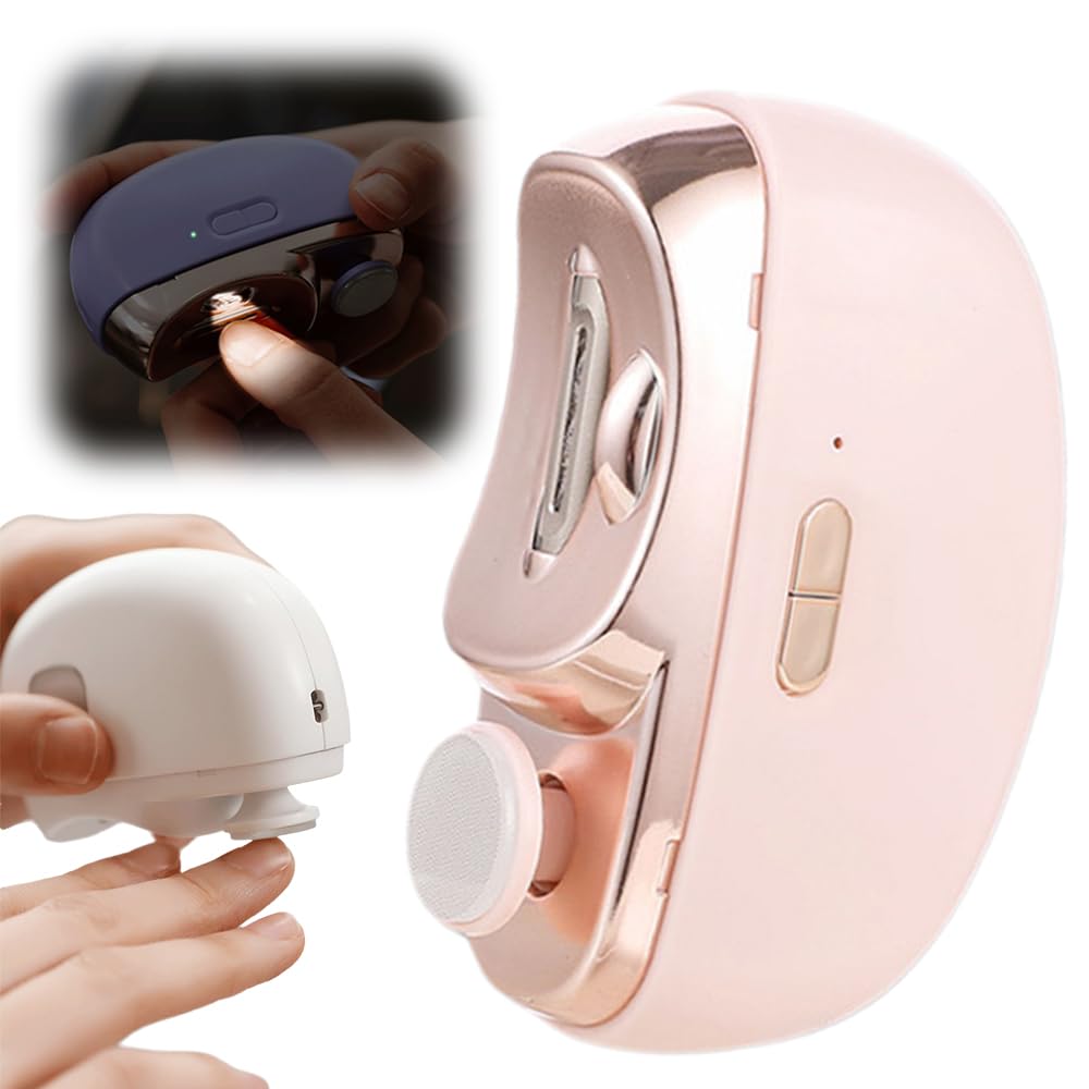 3 in 1 Electric Nail Clipper & Polisher - Automatic Nail Trimmer with 2 Adjustable Speeds for Adults, Seniors & Students - Upgraded Pink Nail Care Kit for Home, Travel & Salon Use